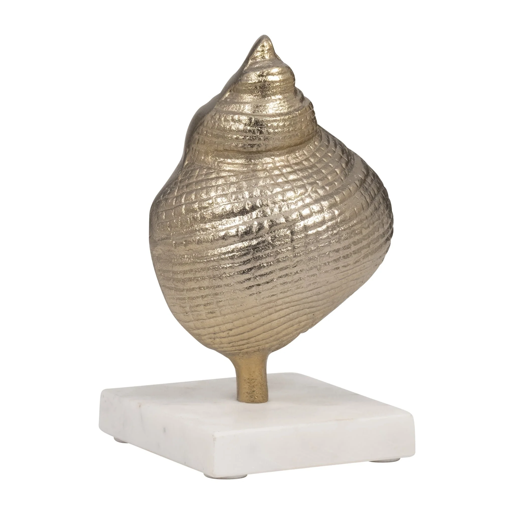 Metal, 7" Banded Shell On Marble Base, Champagne - Image 2
