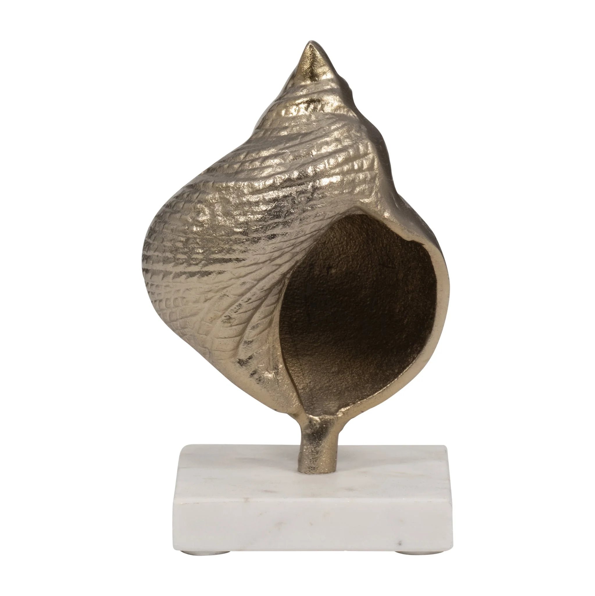 Metal, 7" Banded Shell On Marble Base, Champagne - Image 4