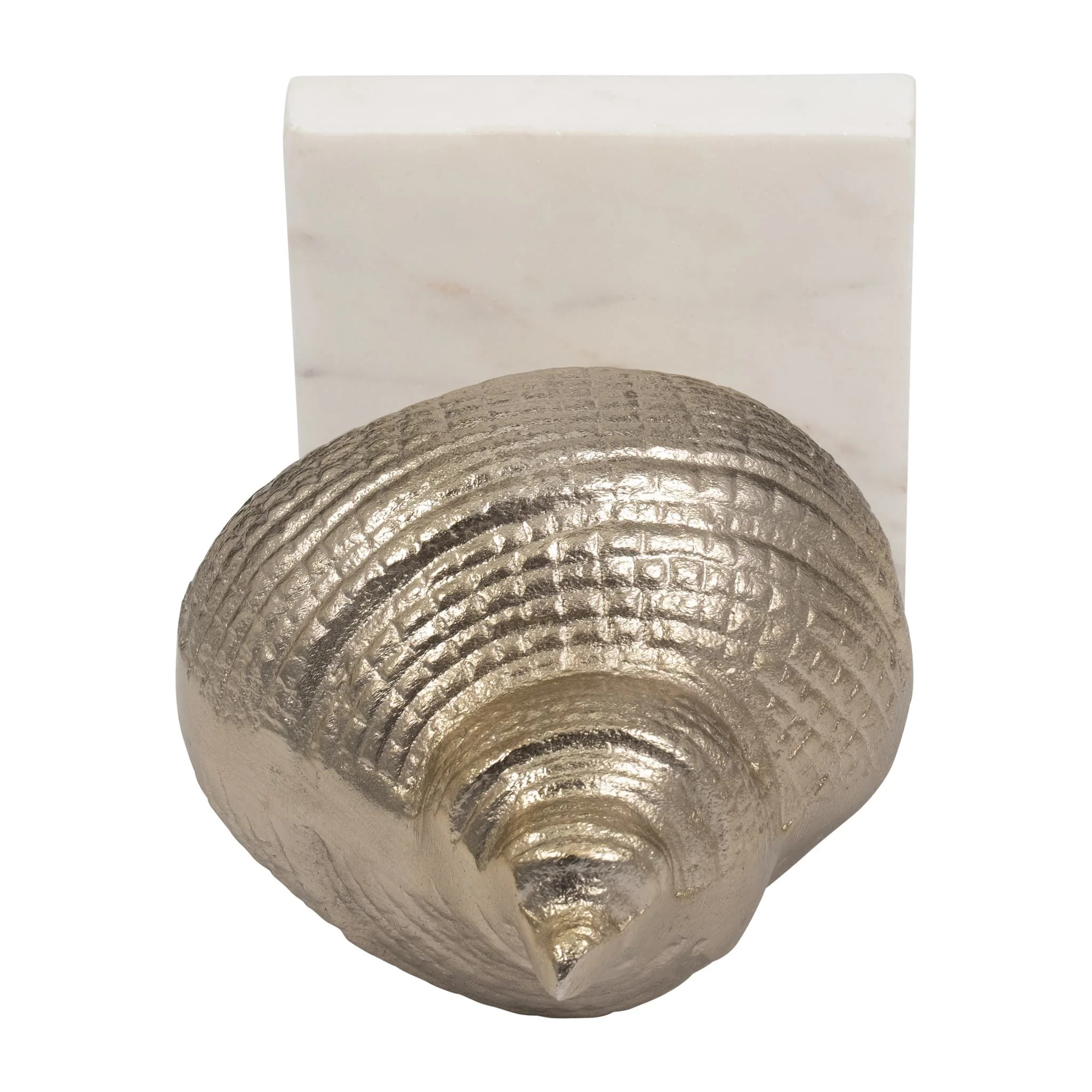 Metal, 7" Banded Shell On Marble Base, Champagne - Image 6