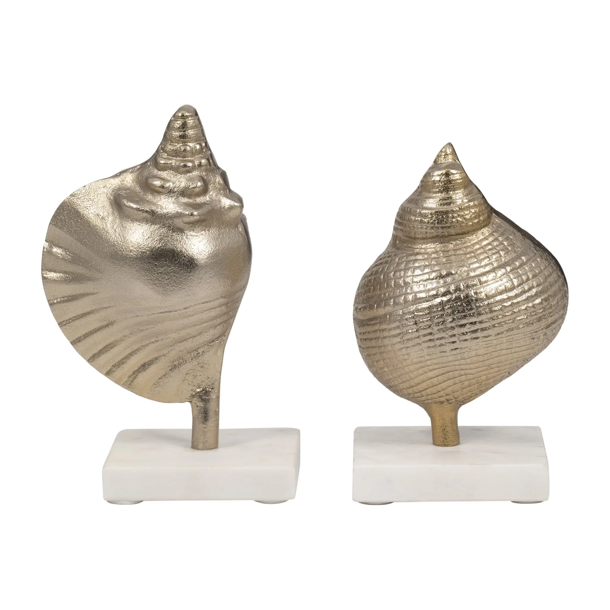 Metal, 7" Banded Shell On Marble Base, Champagne - Image 8