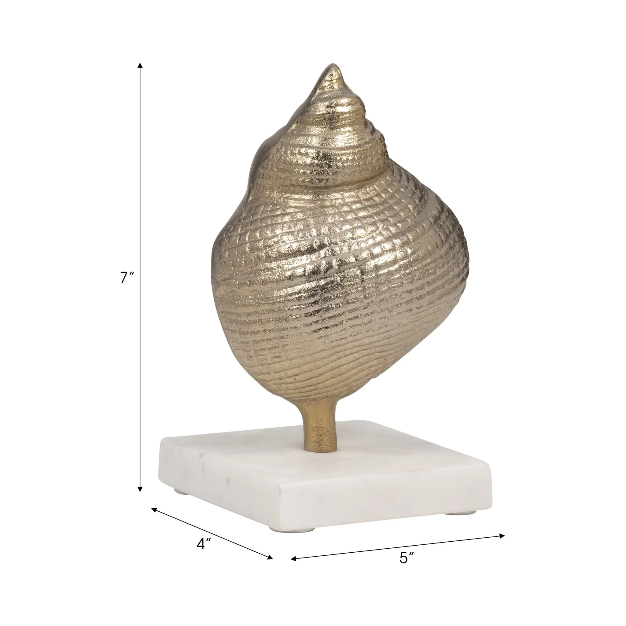 Metal, 7" Banded Shell On Marble Base, Champagne - Image 9