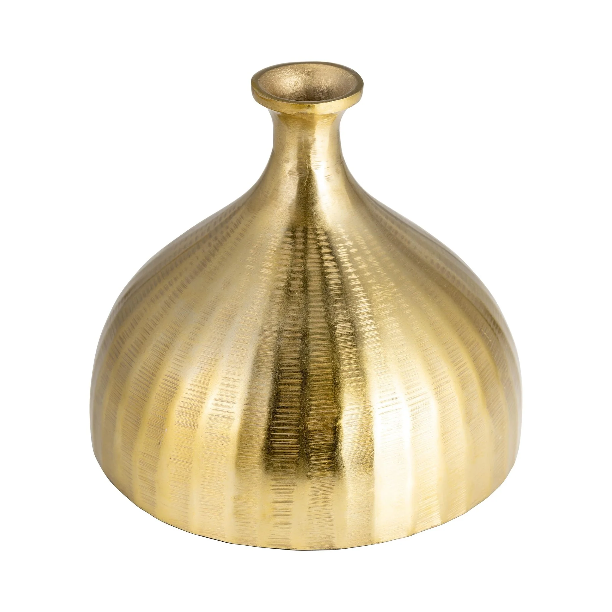 Metal, 7" Bulbous Vase,gold - Image 2