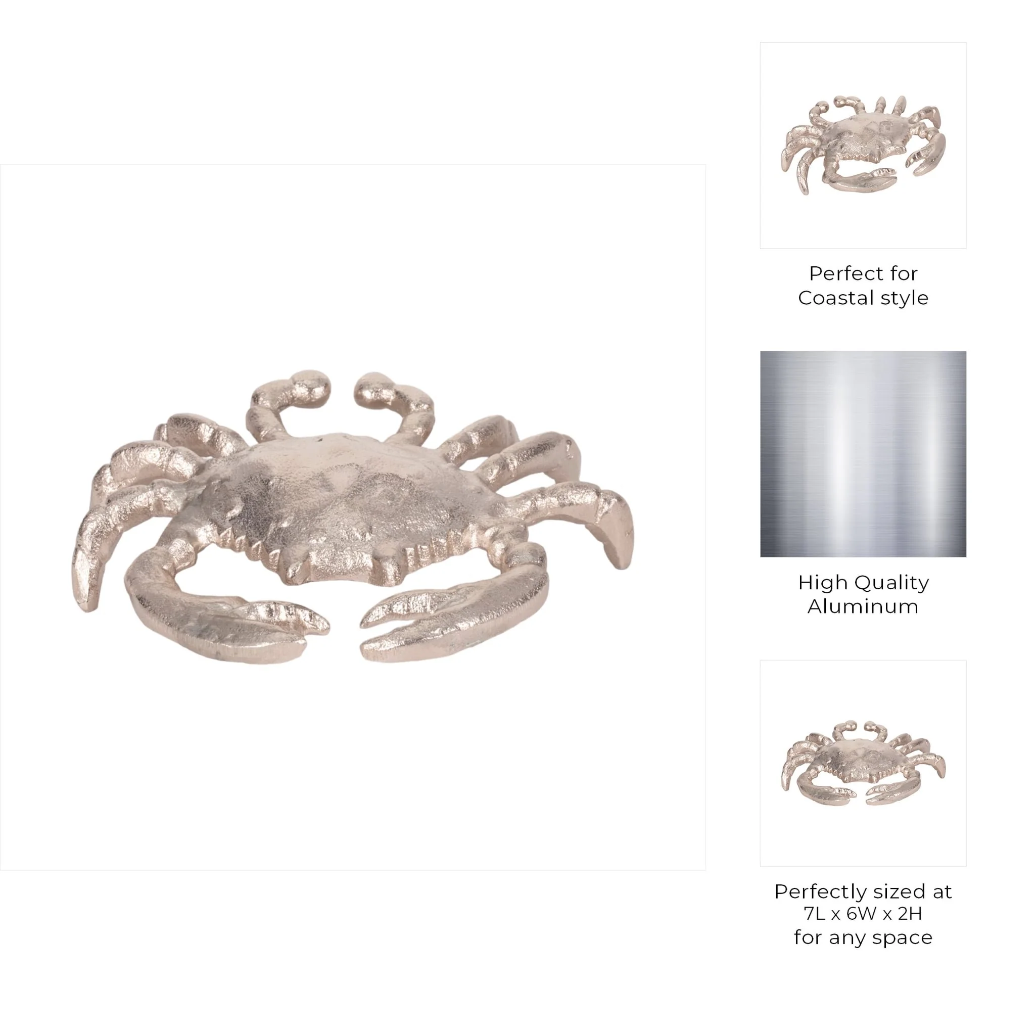 Metal, 7" Crab Deco Silver - Image 9