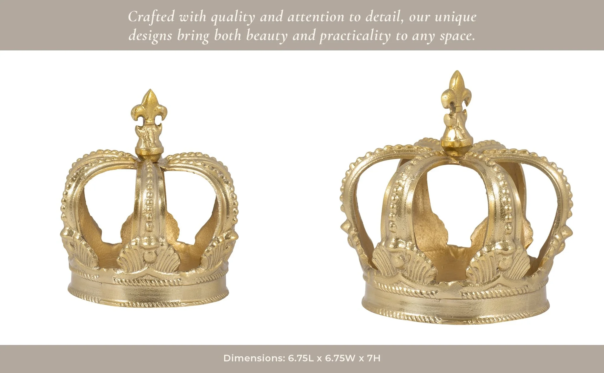 Metal, 7" Crown Decor, Gold - Image 13