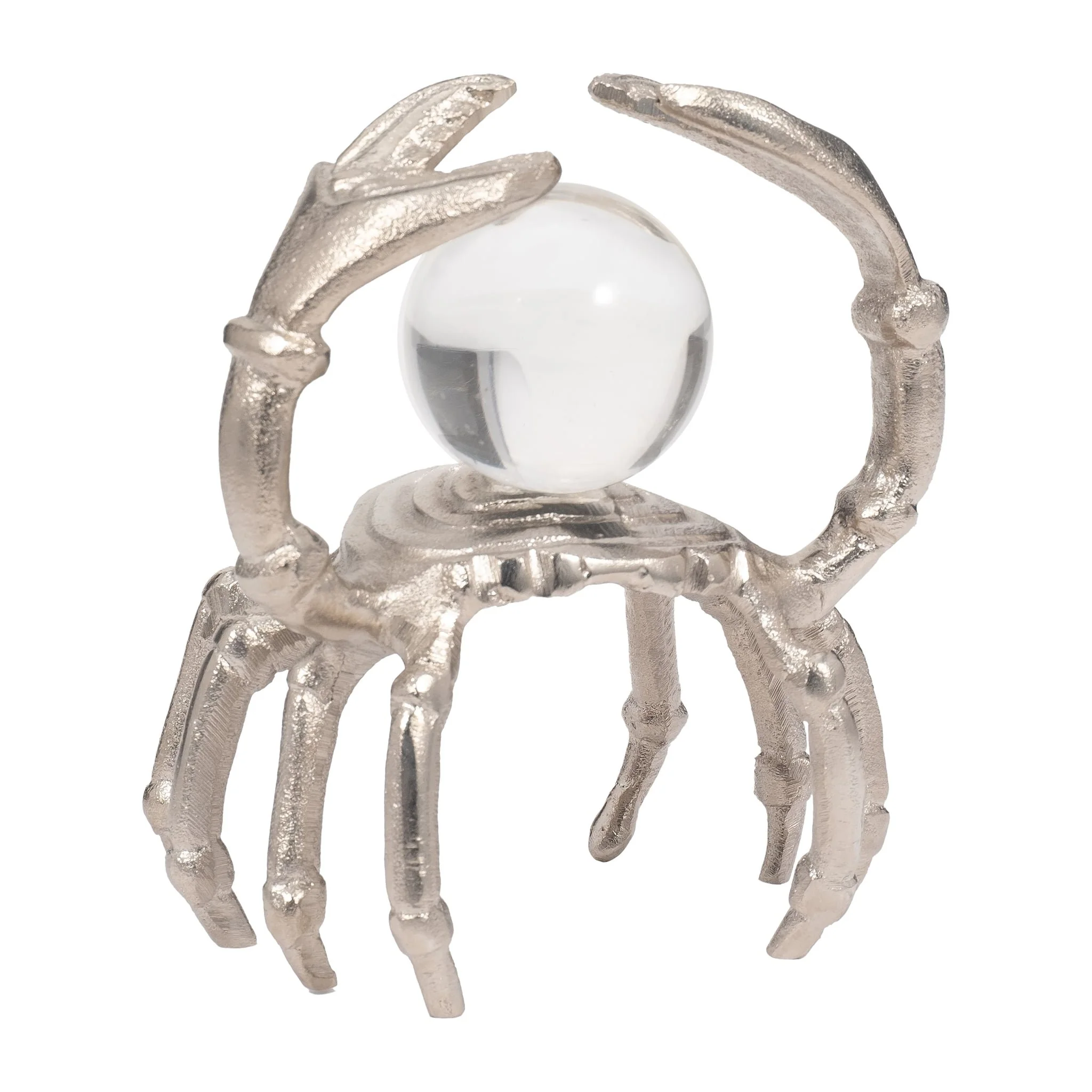 Metal, 7" Dancing Crab W/ Acrylic Ball, Silver - Image 2