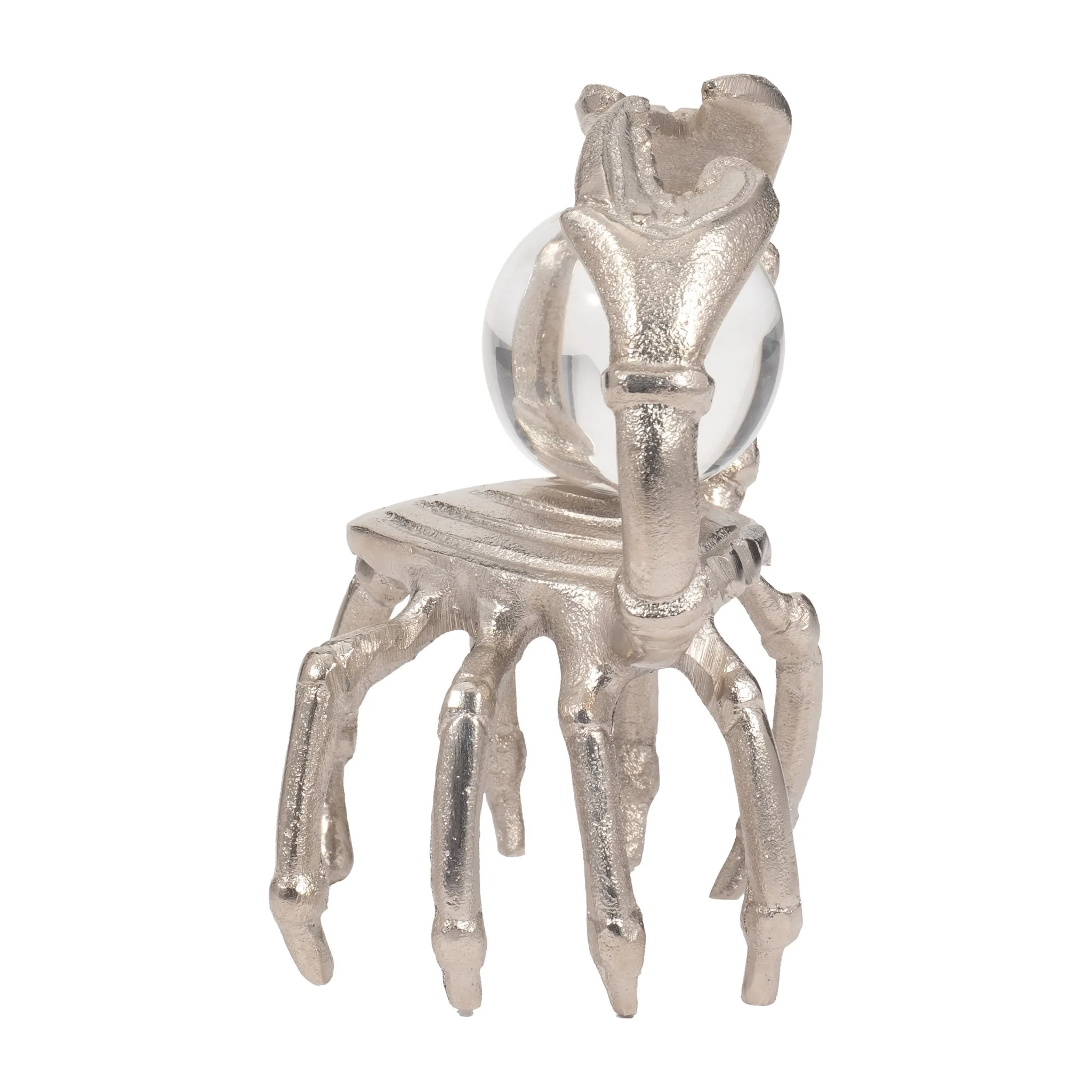 Metal, 7" Dancing Crab W/ Acrylic Ball, Silver - Image 3