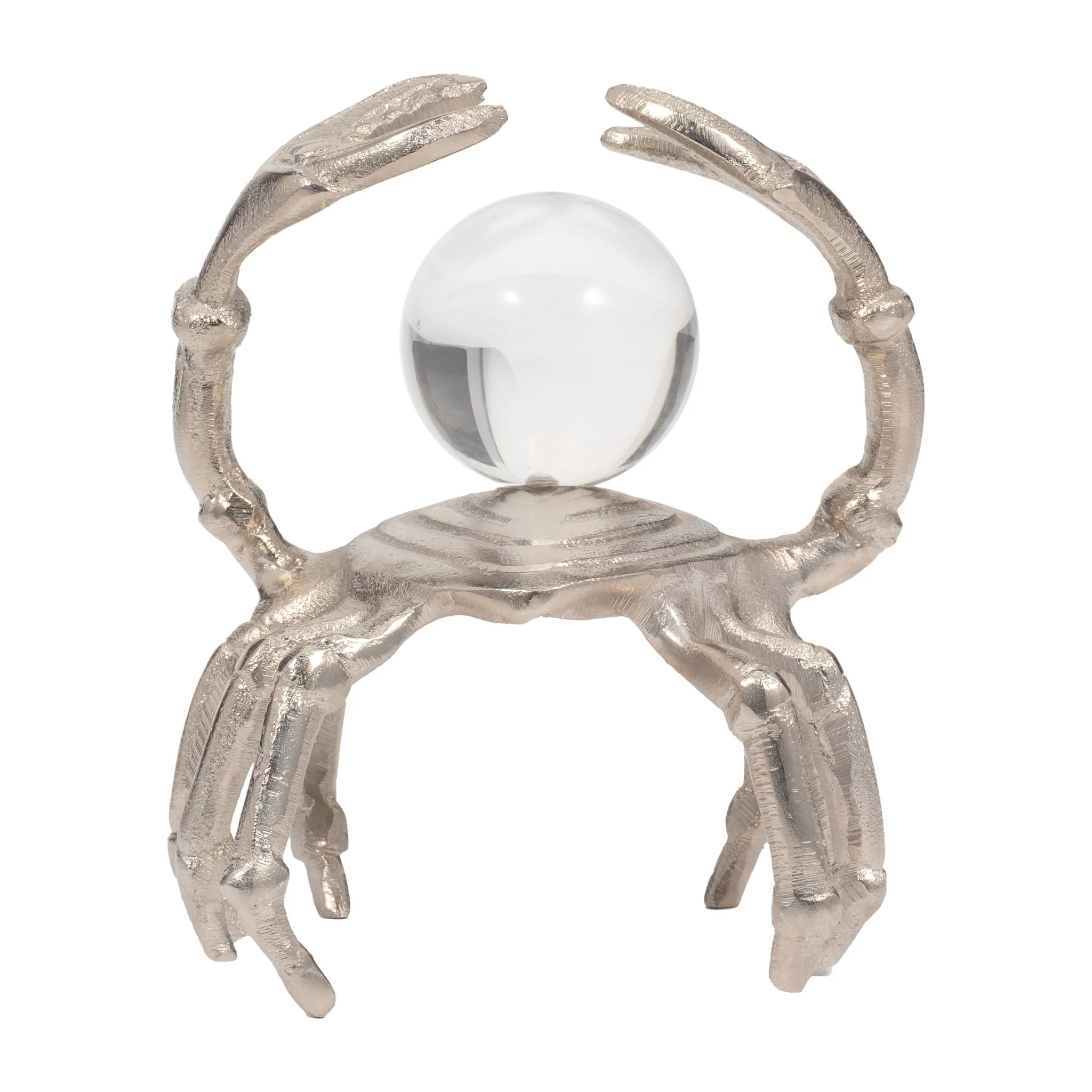 Metal, 7" Dancing Crab W/ Acrylic Ball, Silver - Image 4