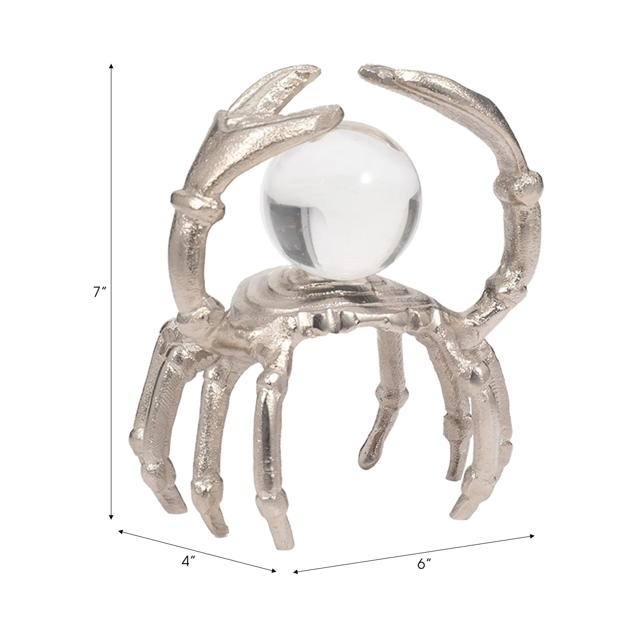 Metal, 7" Dancing Crab W/ Acrylic Ball, Silver - Image 8