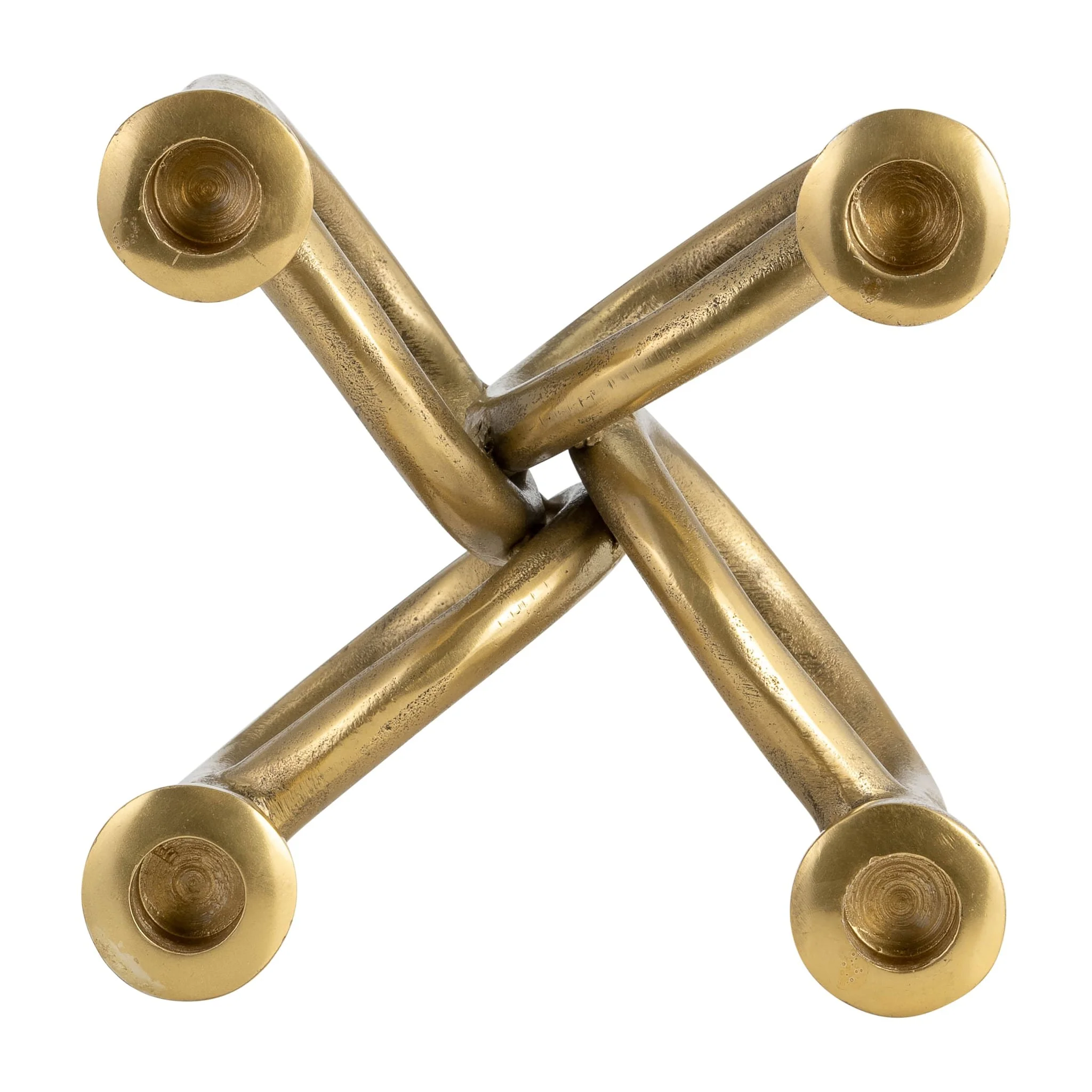 Metal, 7" French Horn 4-taper Candleholder, Gold - Image 7