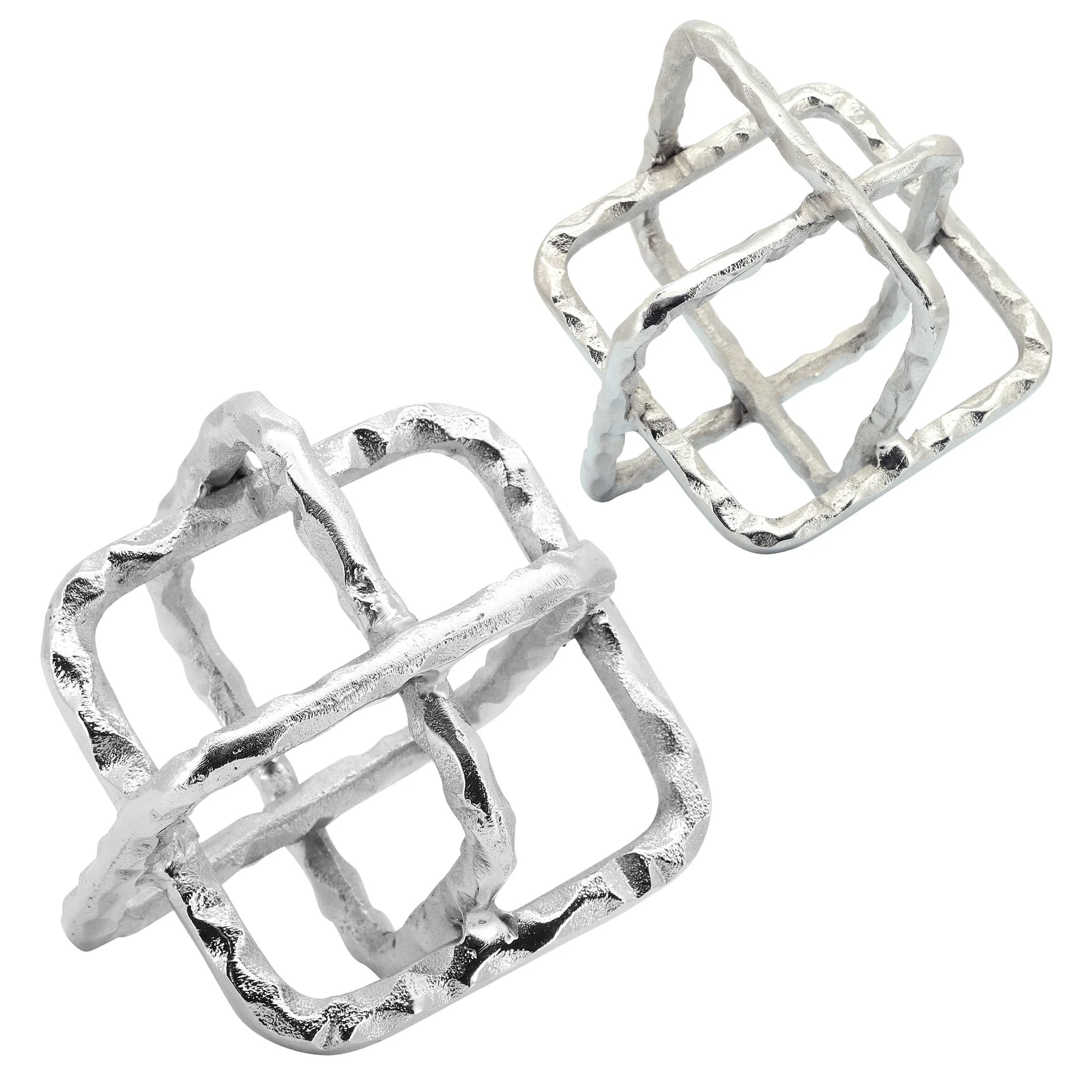 Metal 7" Square Orbs, Silver - Image 4