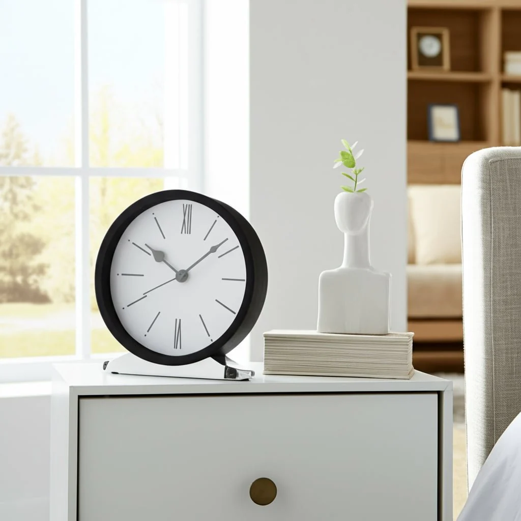 Metal,7"h,candid Table Clock,white/black - Image 13