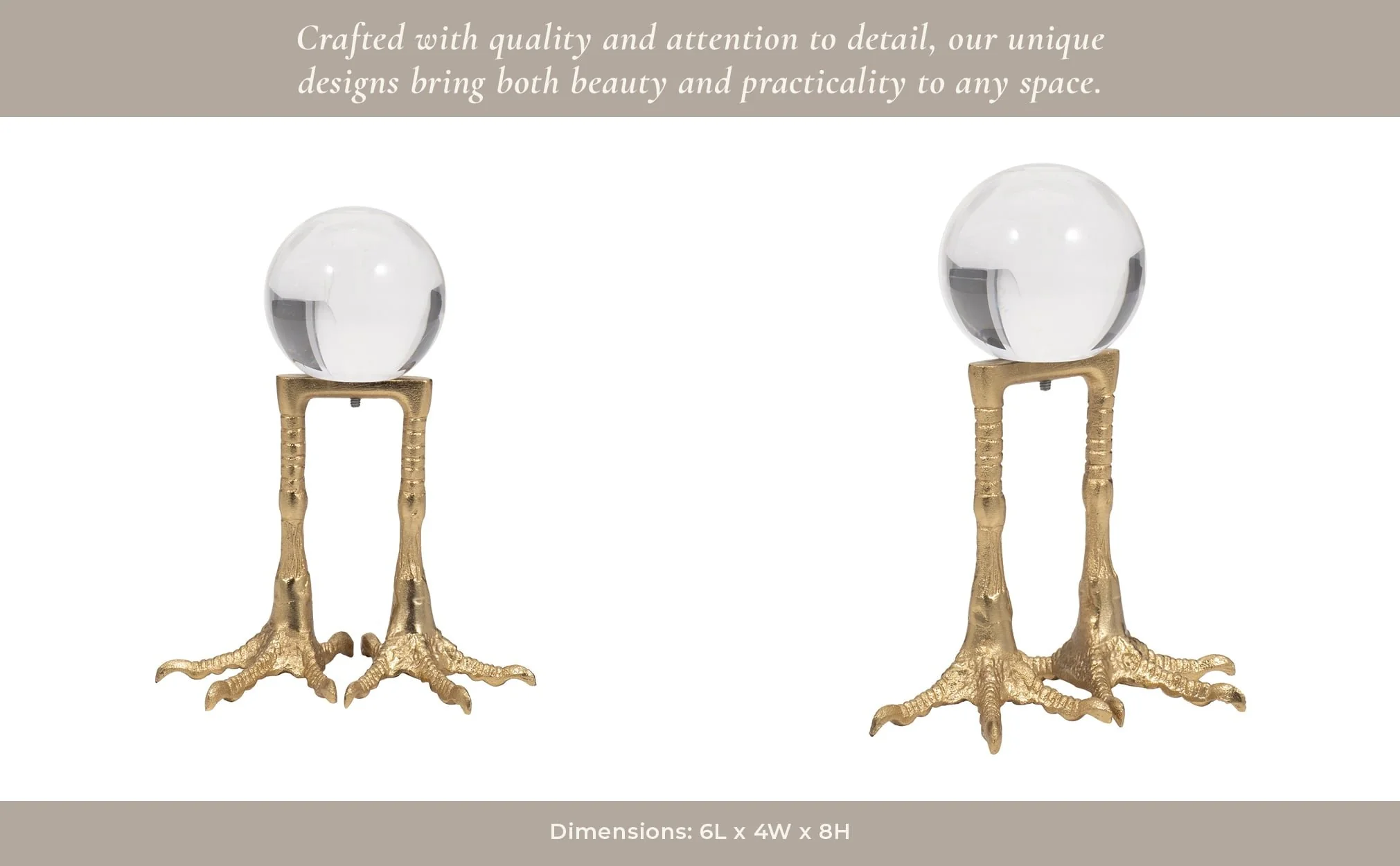 Metal, 8" Bird Feet Holding Acrylic Ball, Gold - Image 13
