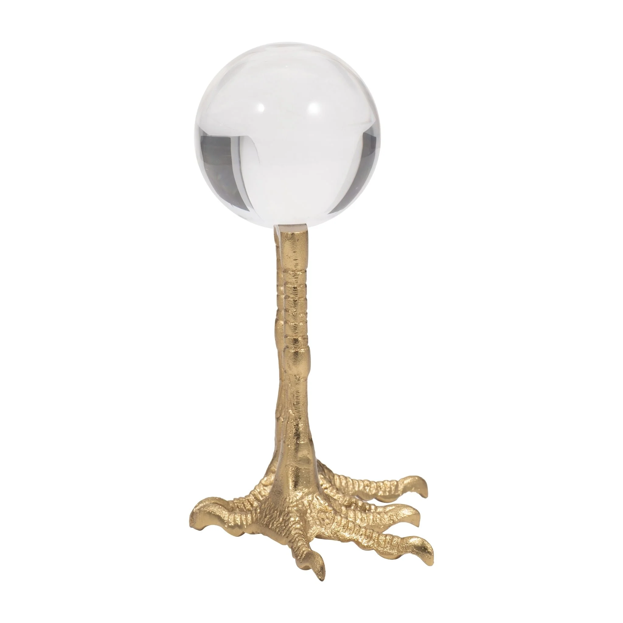Metal, 8" Bird Feet Holding Acrylic Ball, Gold - Image 3