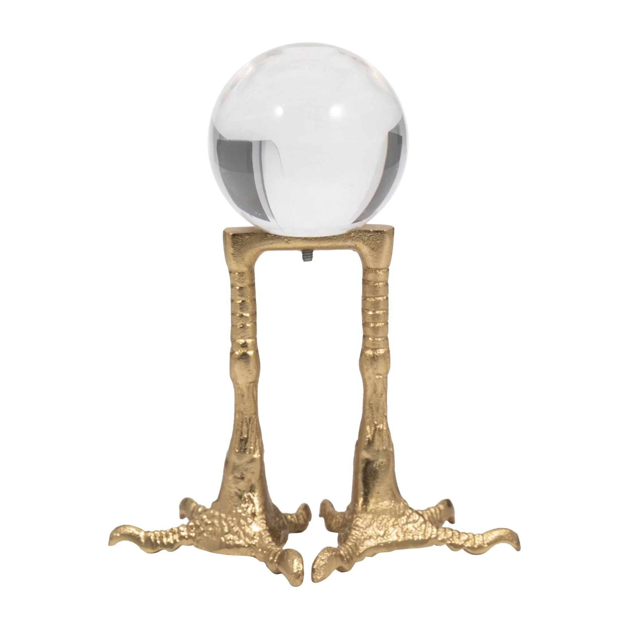 Metal, 8" Bird Feet Holding Acrylic Ball, Gold - Image 4