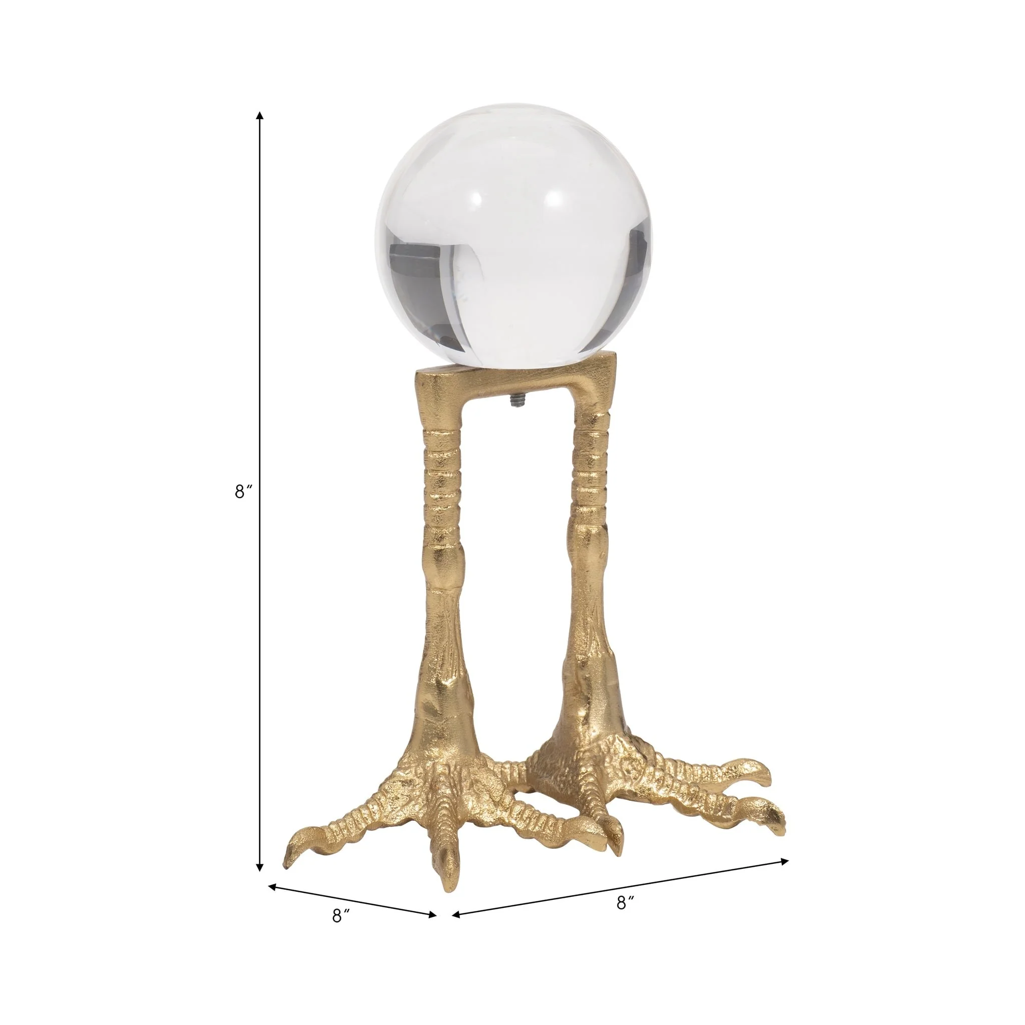 Metal, 8" Bird Feet Holding Acrylic Ball, Gold - Image 8