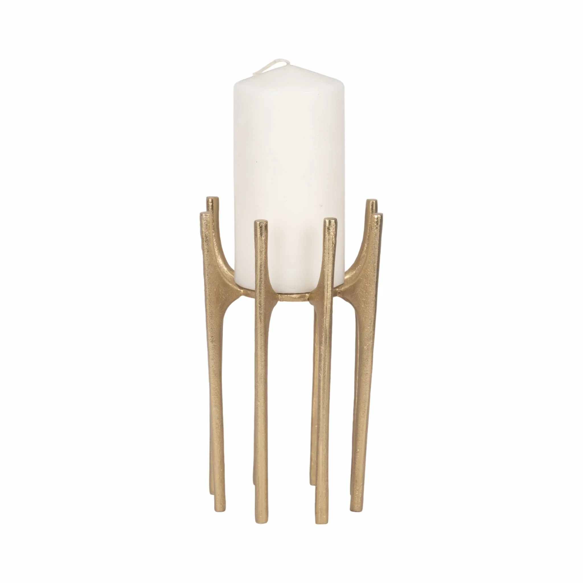 Metal, 8" Candleholder With Spike Legs, Gold - Image 2