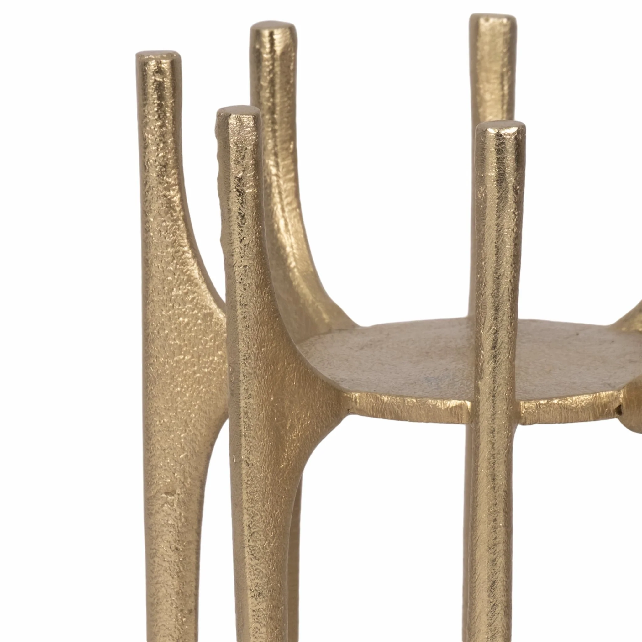 Metal, 8" Candleholder With Spike Legs, Gold - Image 4