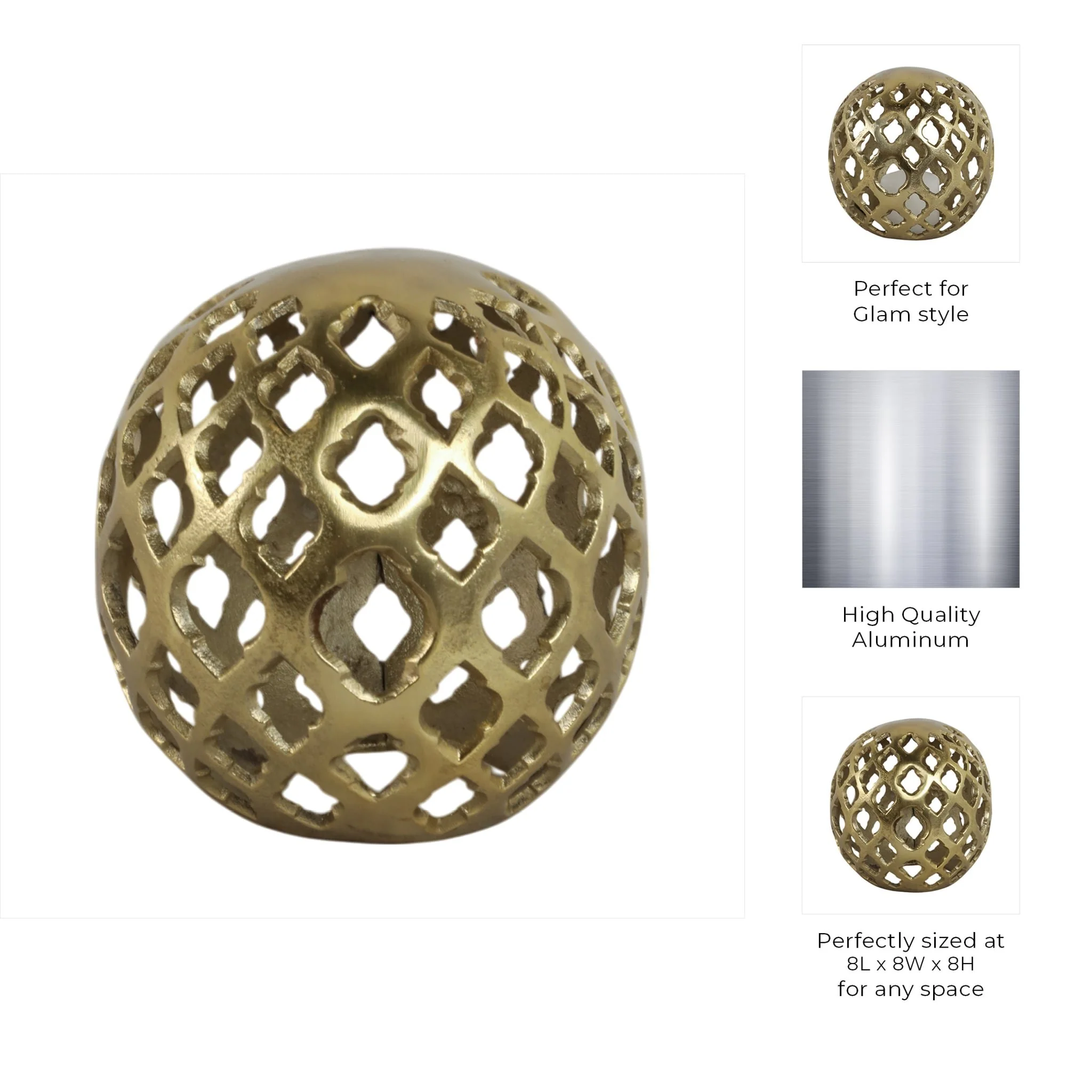 Metal, 8" Cut-out Orb, Gold - Image 10