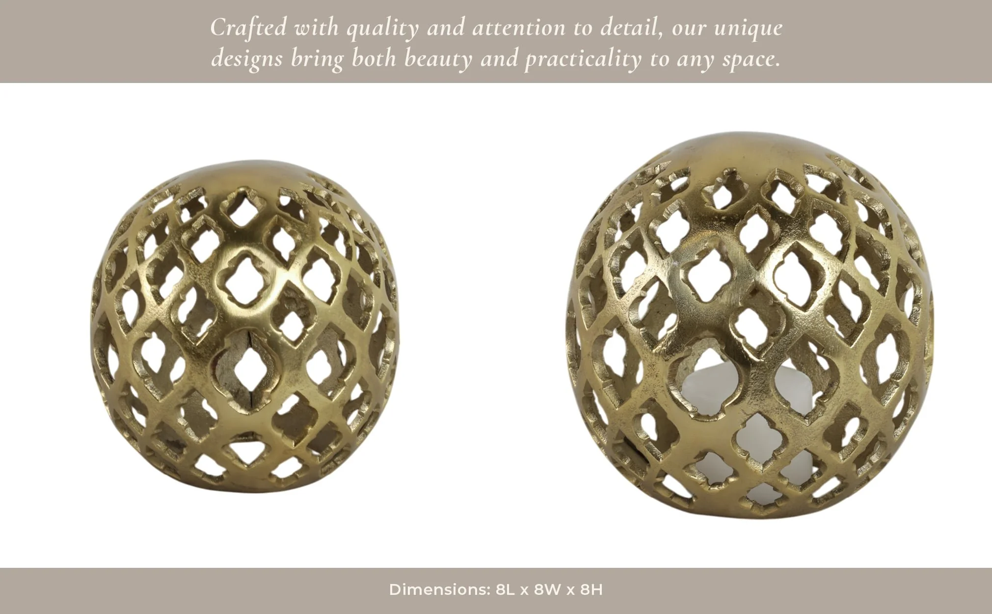 Metal, 8" Cut-out Orb, Gold - Image 15