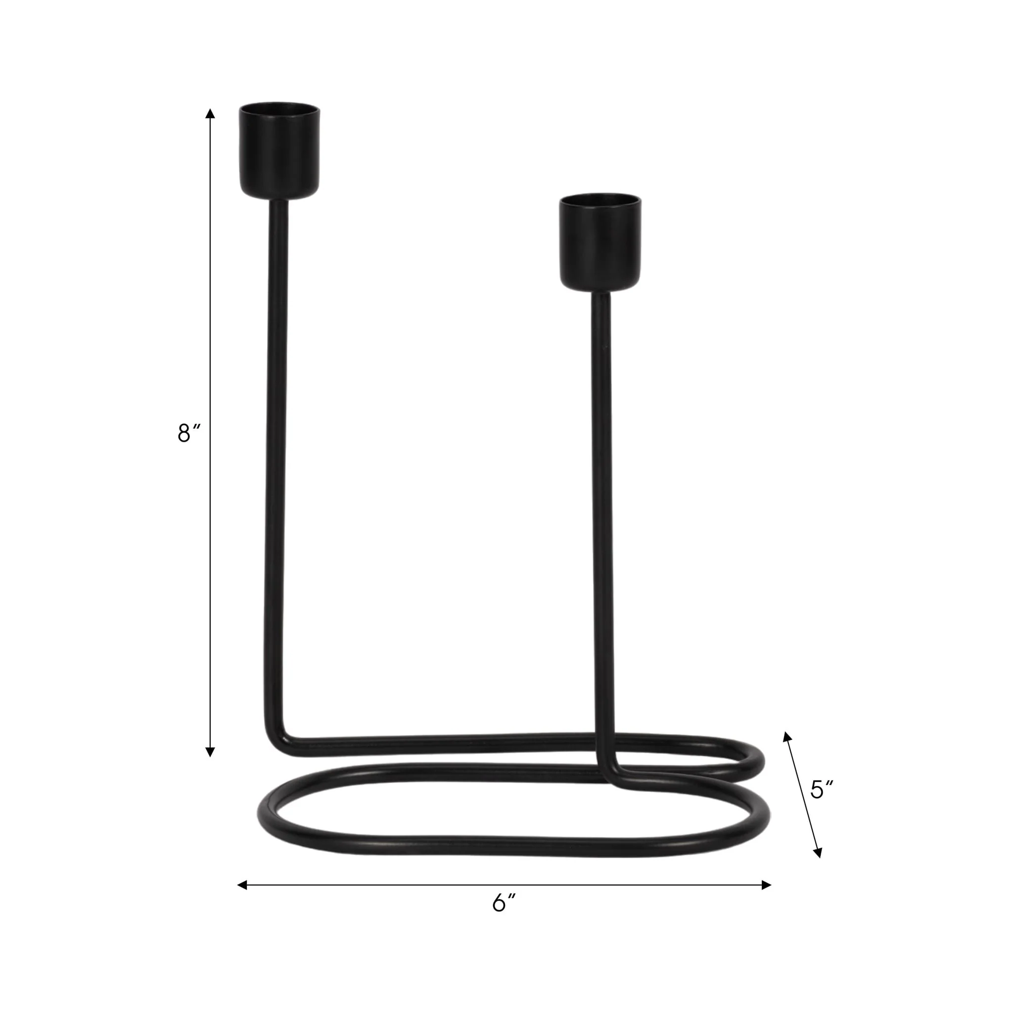 Metal, 8" Double Swirl 2-taper Candleholder, Black - Image 2