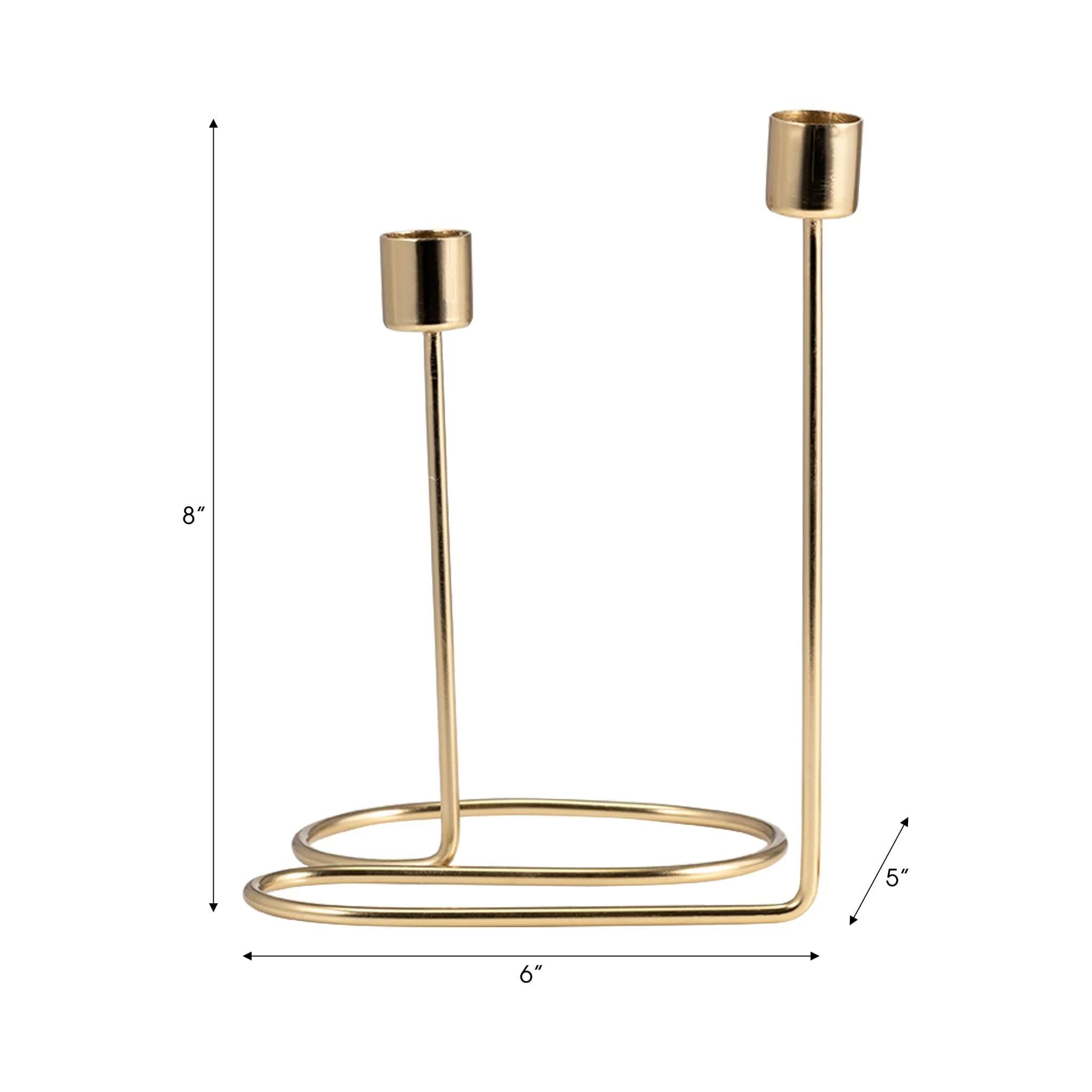 Metal, 8" Double Swirl 2-taper Candleholder, Gold - Image 2