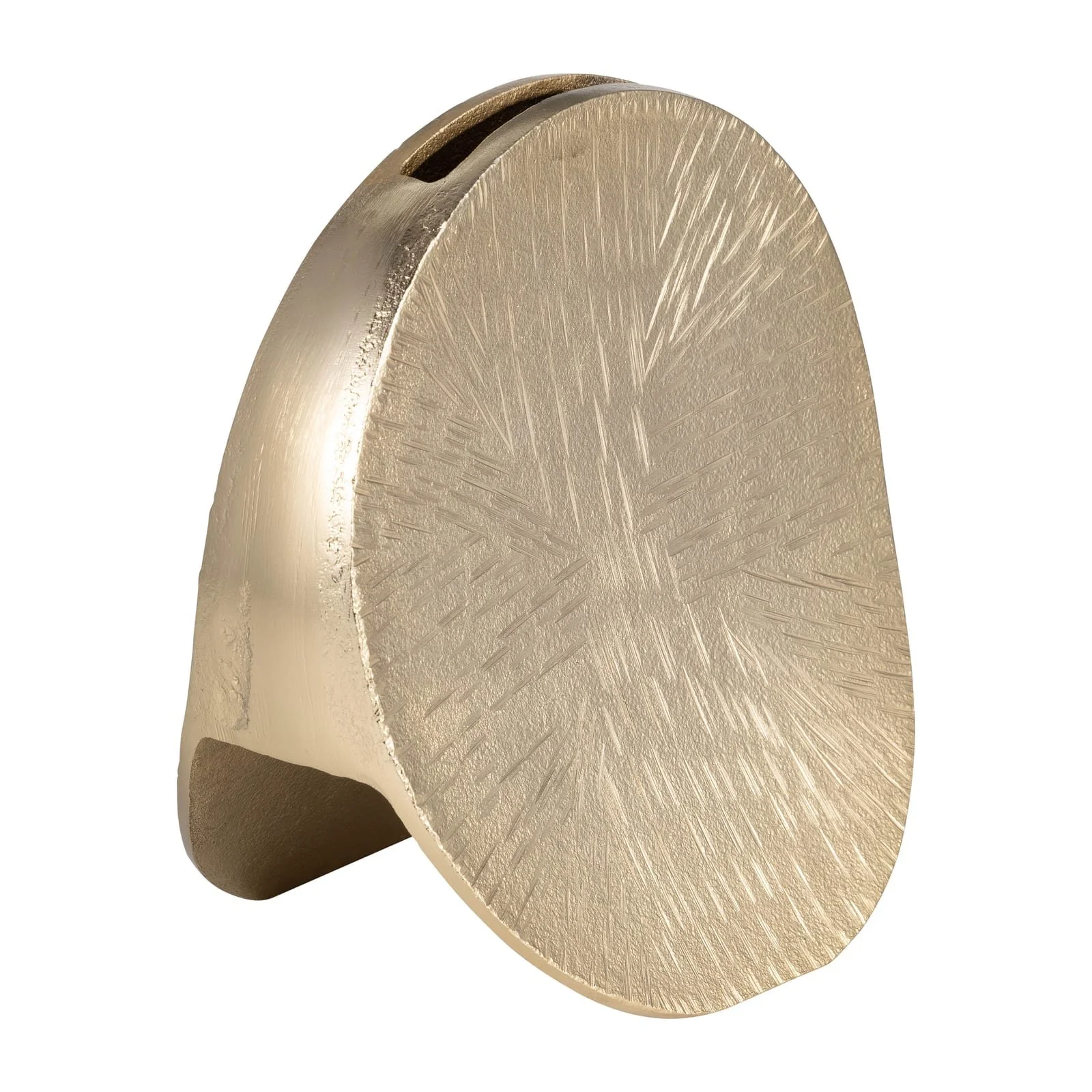 Metal, 8" Etched Oval Vase, Champagne - Image 2