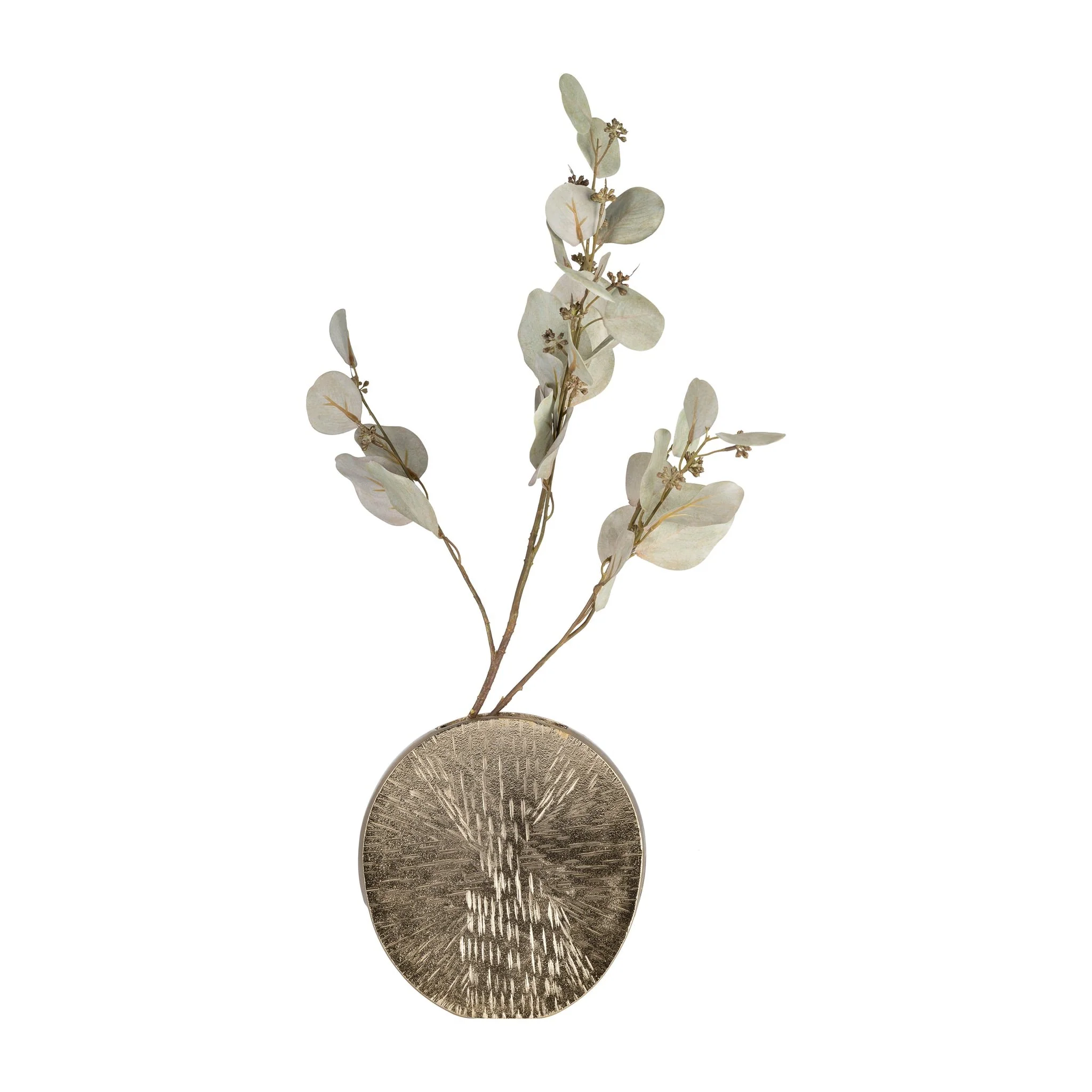 Metal, 8" Etched Oval Vase, Champagne - Image 4