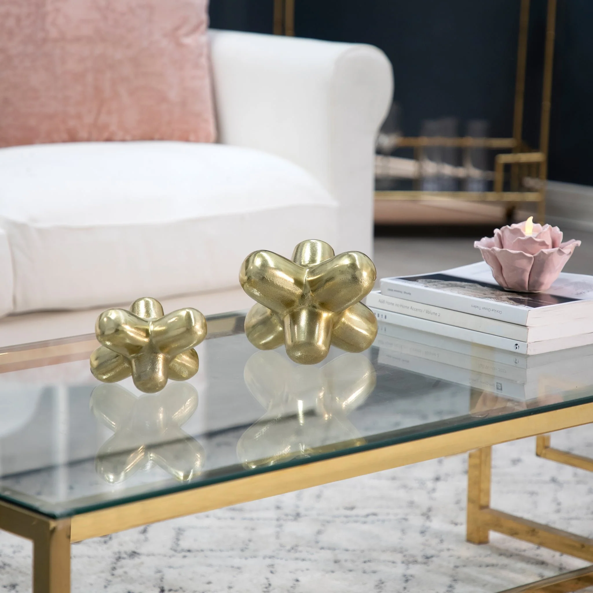 Metal 8" Geometric Orb, Gold - Image 9