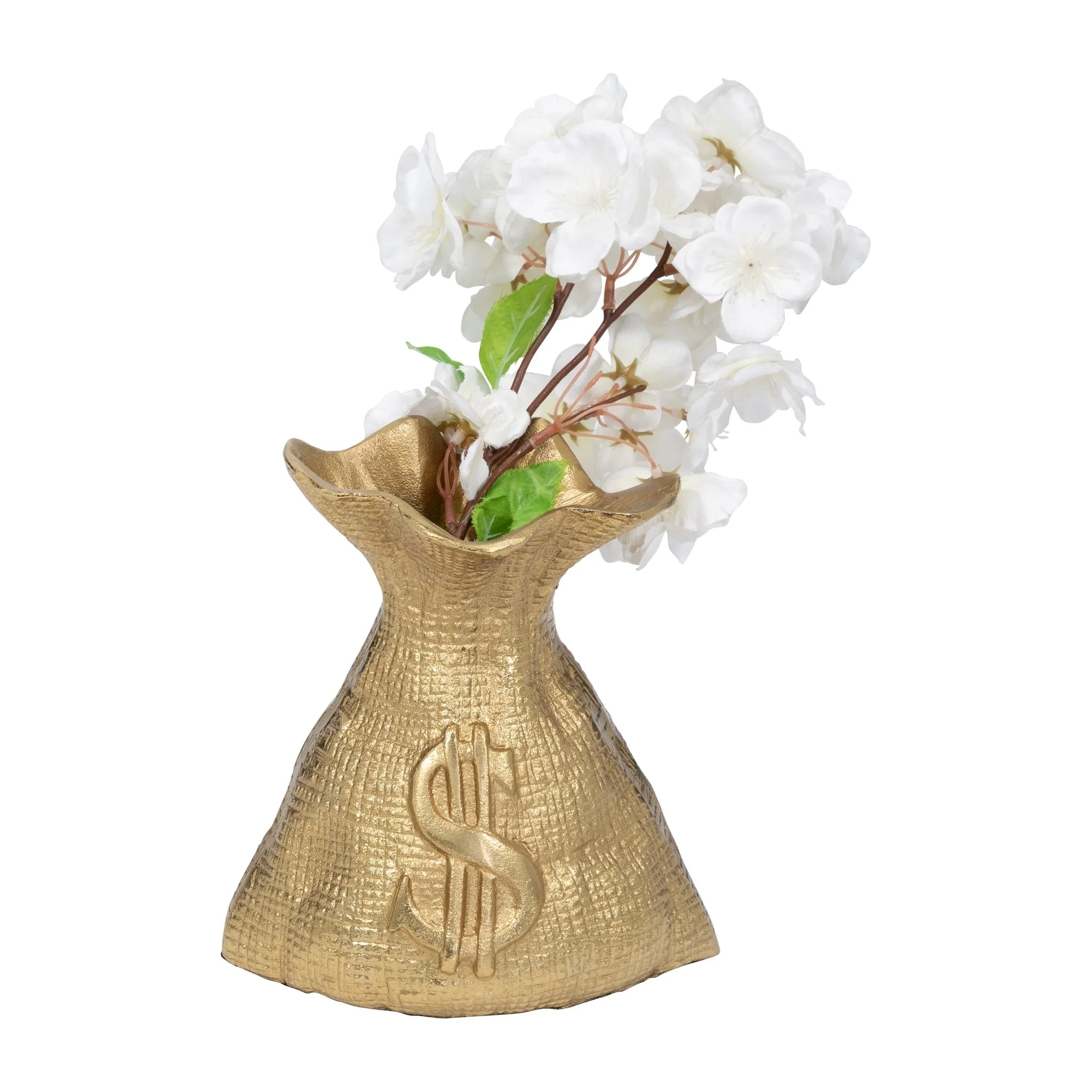 Metal, 8" Money Bag, Gold - Image 2
