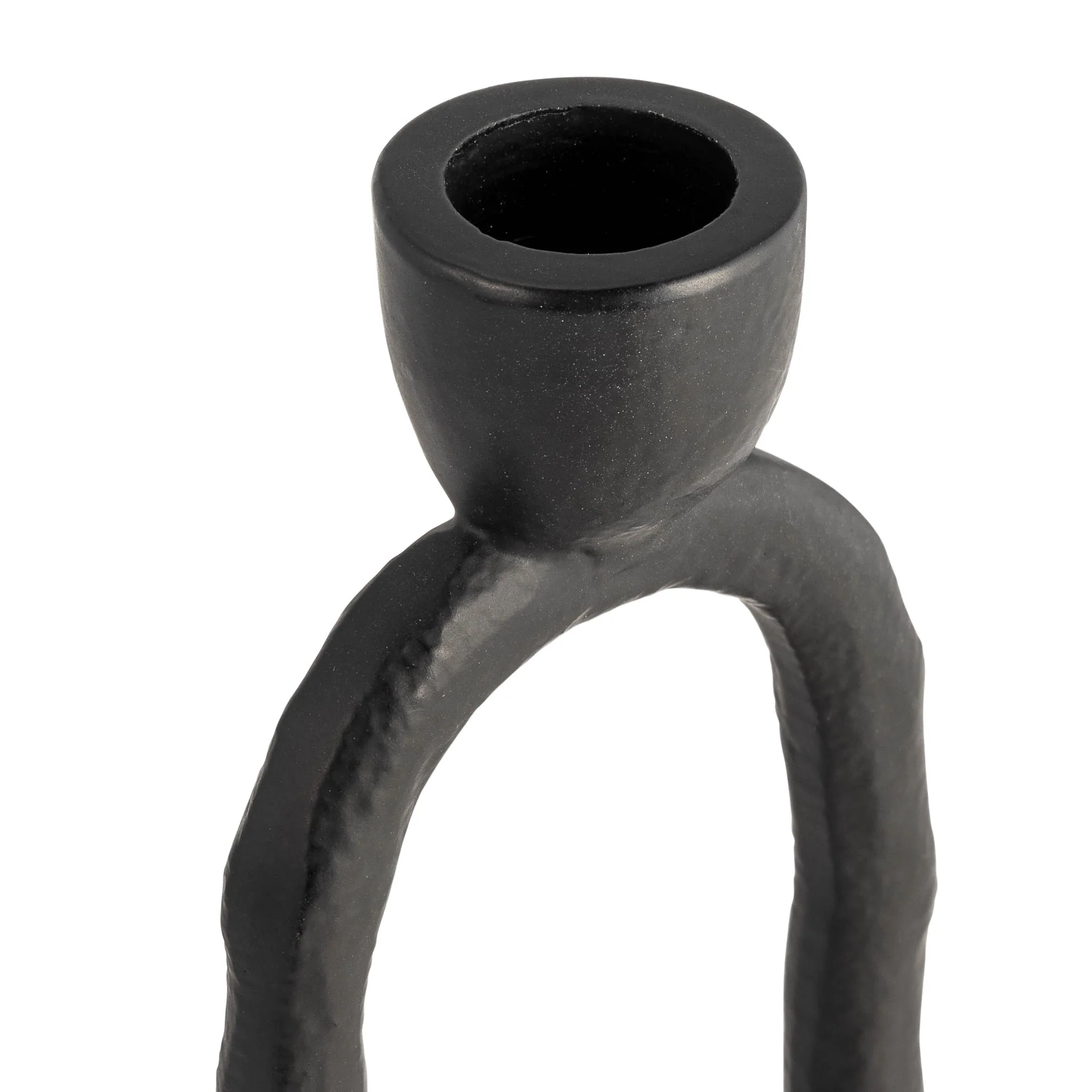Metal, 8" Open Oval Taper Candleholder, Black - Image 2