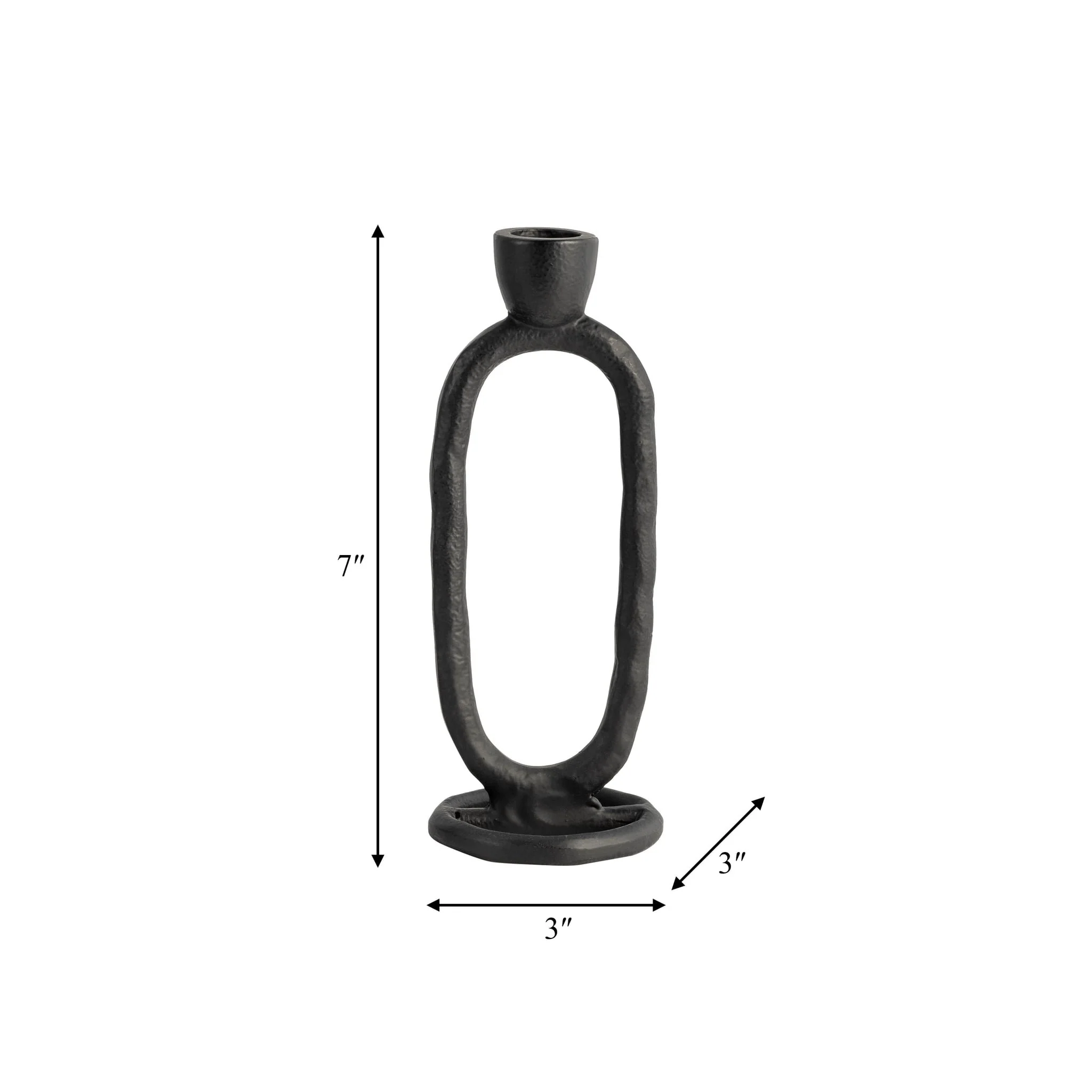 Metal, 8" Open Oval Taper Candleholder, Black - Image 6