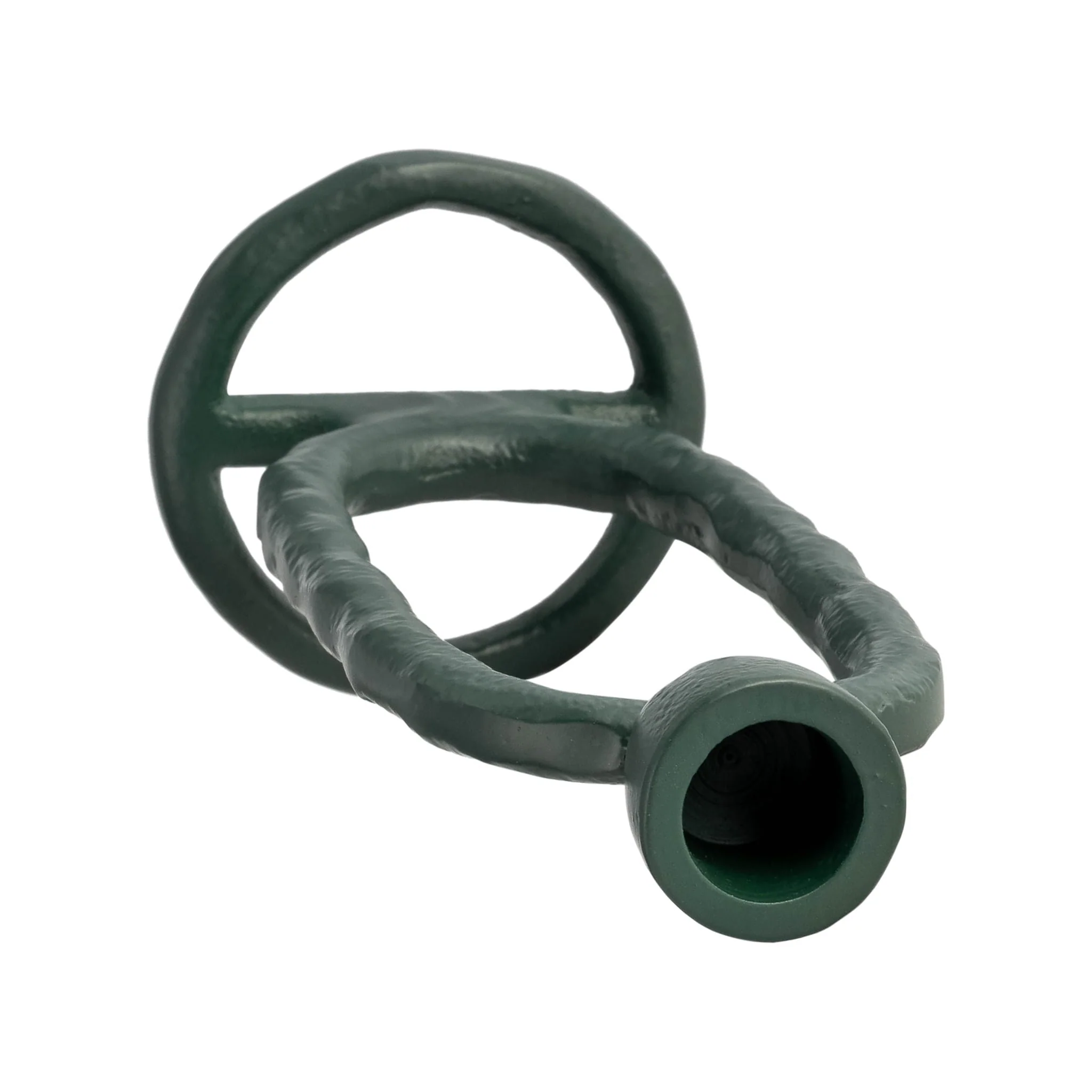 Metal, 8" Open Oval Taper Candleholder, Dark Green - Image 3