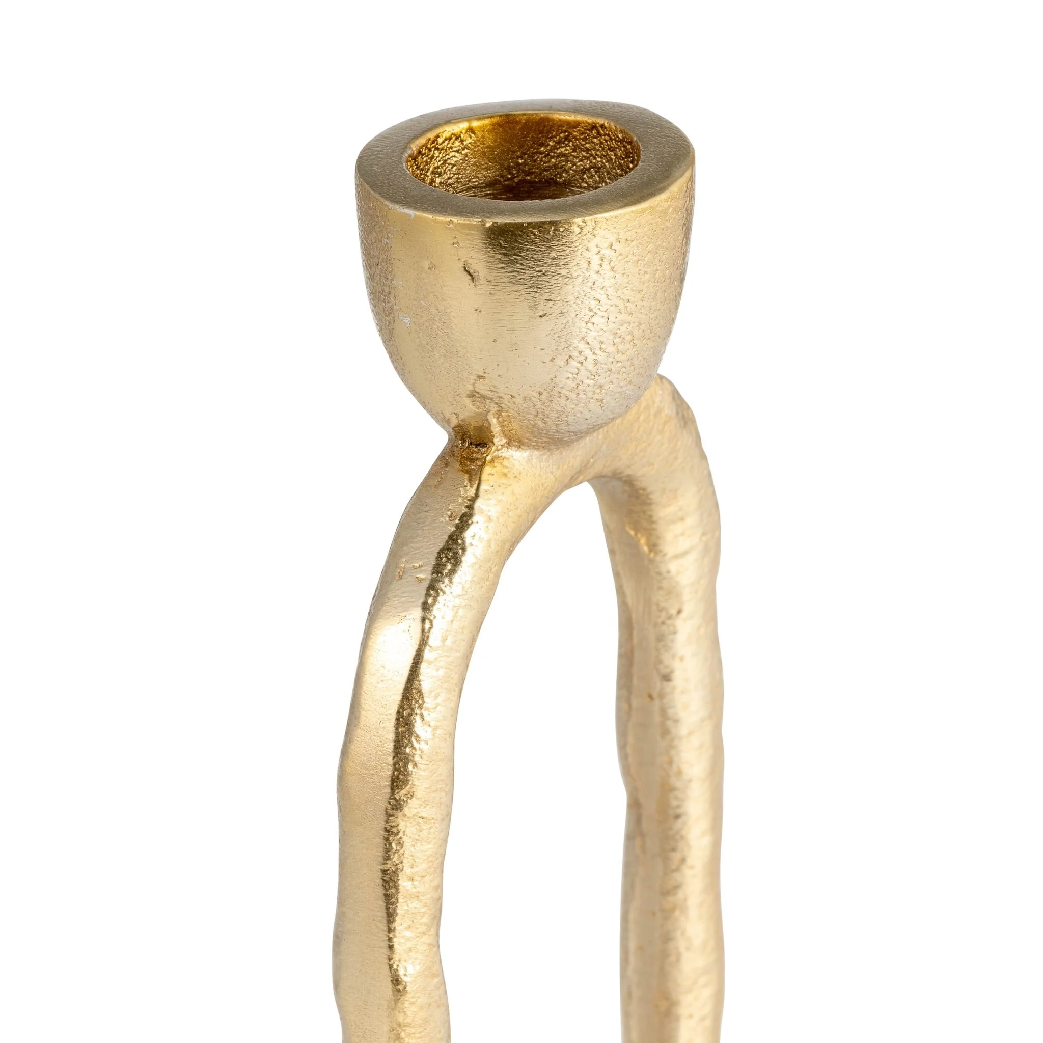 Metal, 8" Open Oval Taper Candleholder, Gold - Image 2