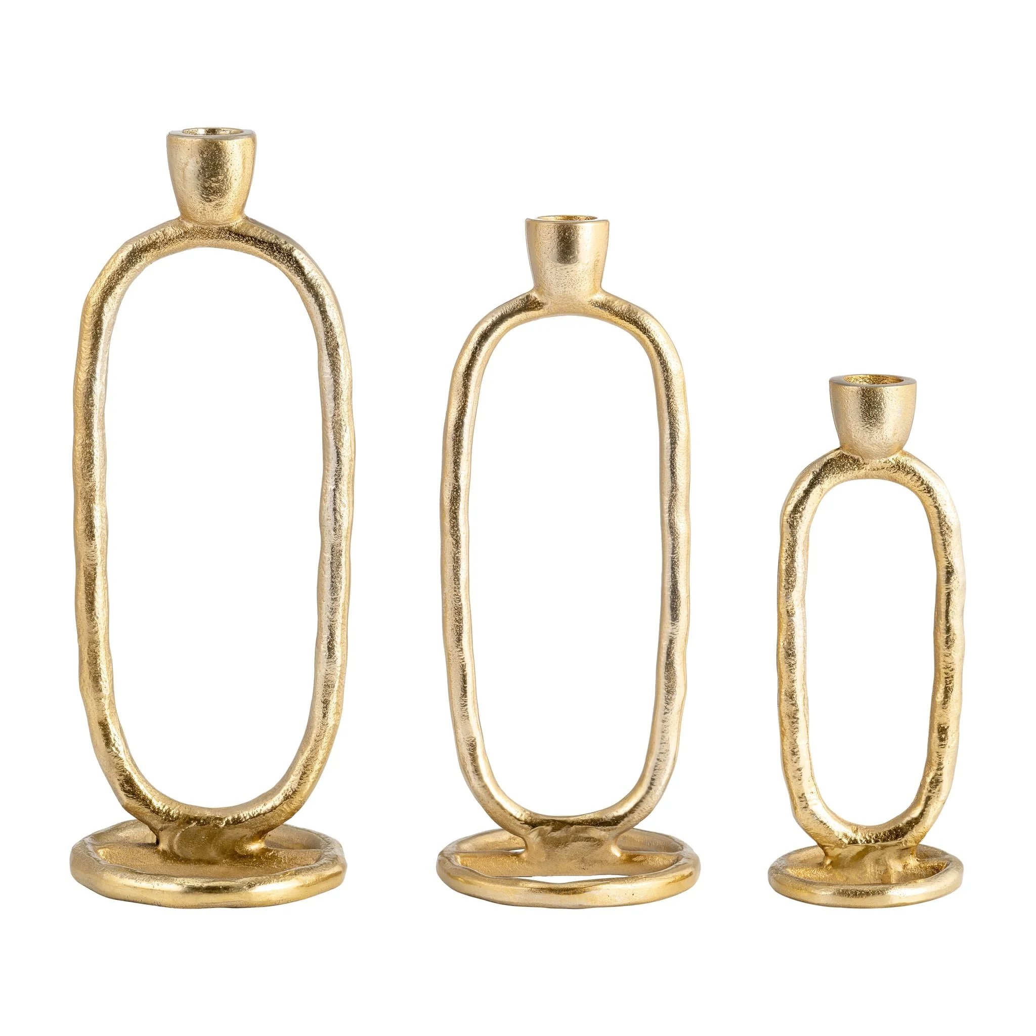 Metal, 8" Open Oval Taper Candleholder, Gold - Image 5