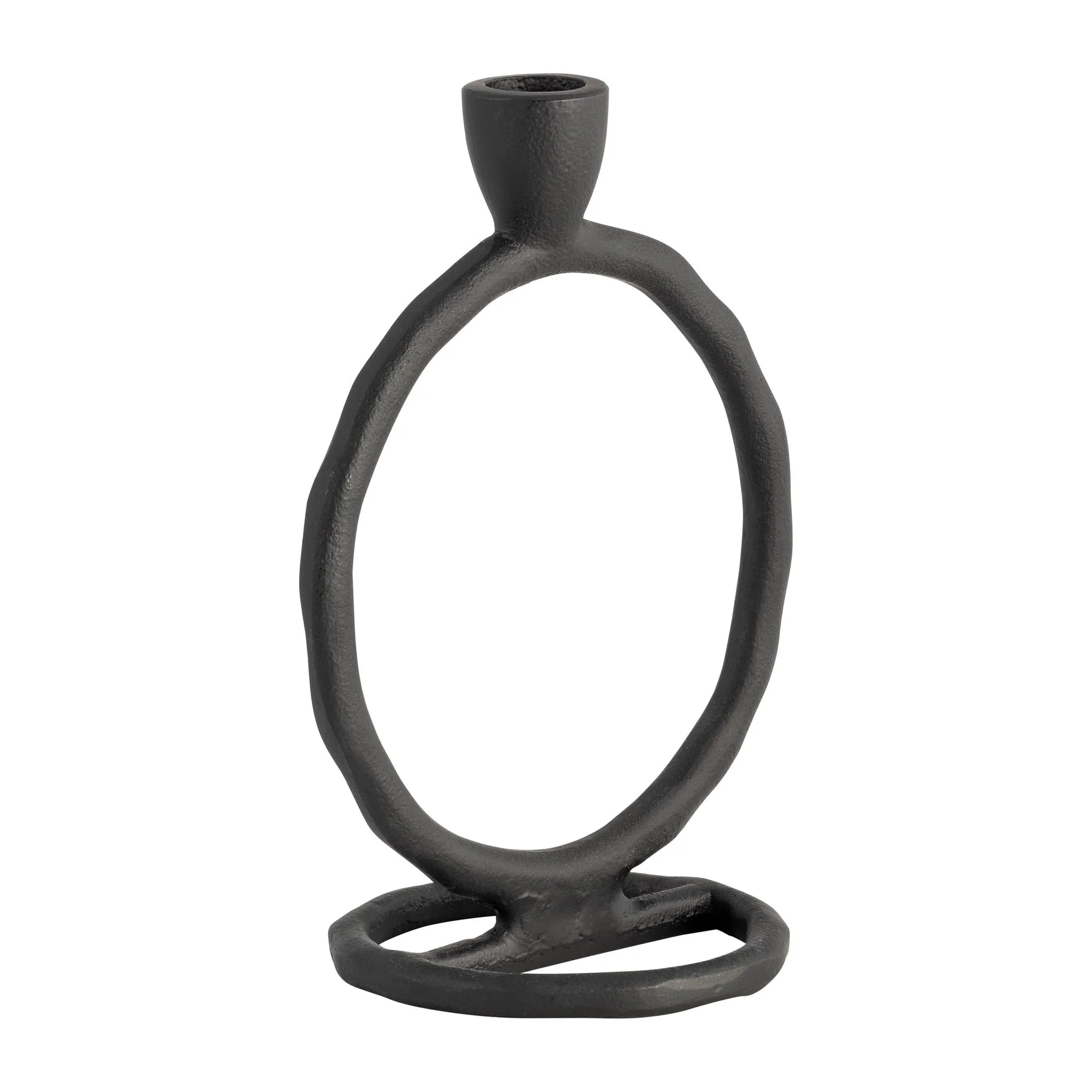 Metal, 8" Round Ring Taper Candleholder, Black - Image 2
