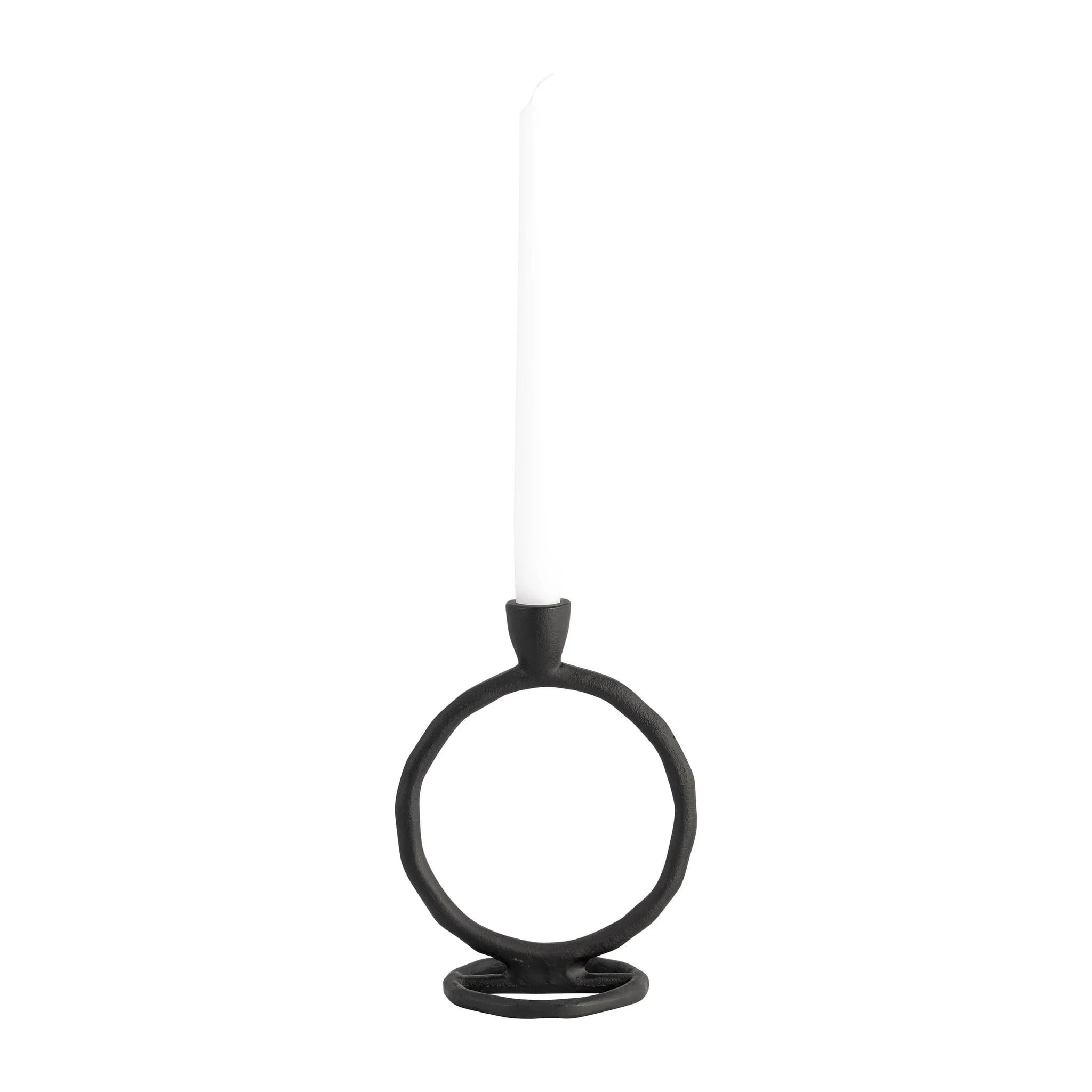 Metal, 8" Round Ring Taper Candleholder, Black - Image 4
