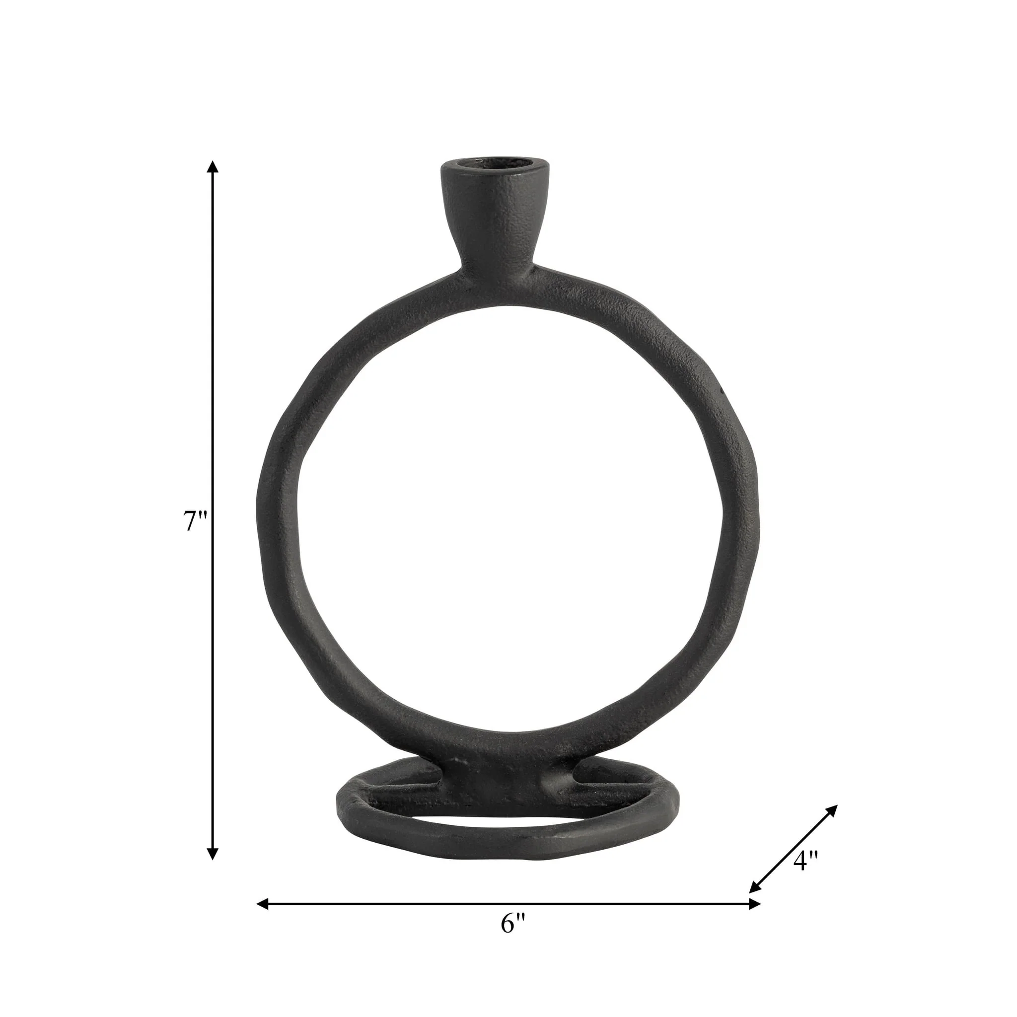 Metal, 8" Round Ring Taper Candleholder, Black - Image 9