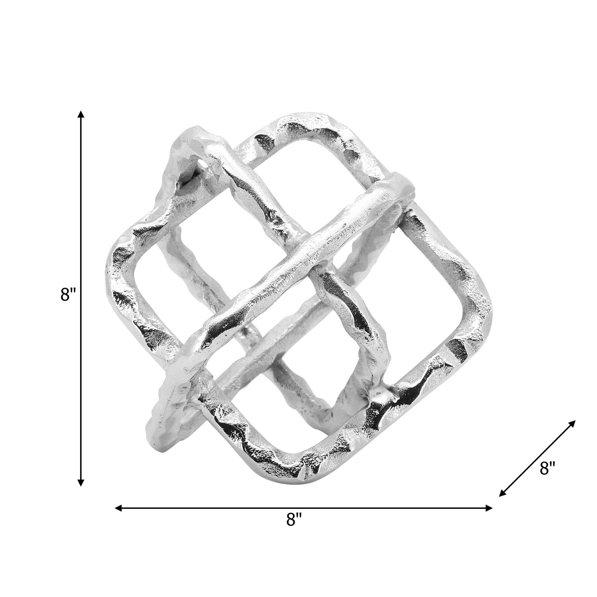 Metal 8" Square Orbs, Silver - Image 5