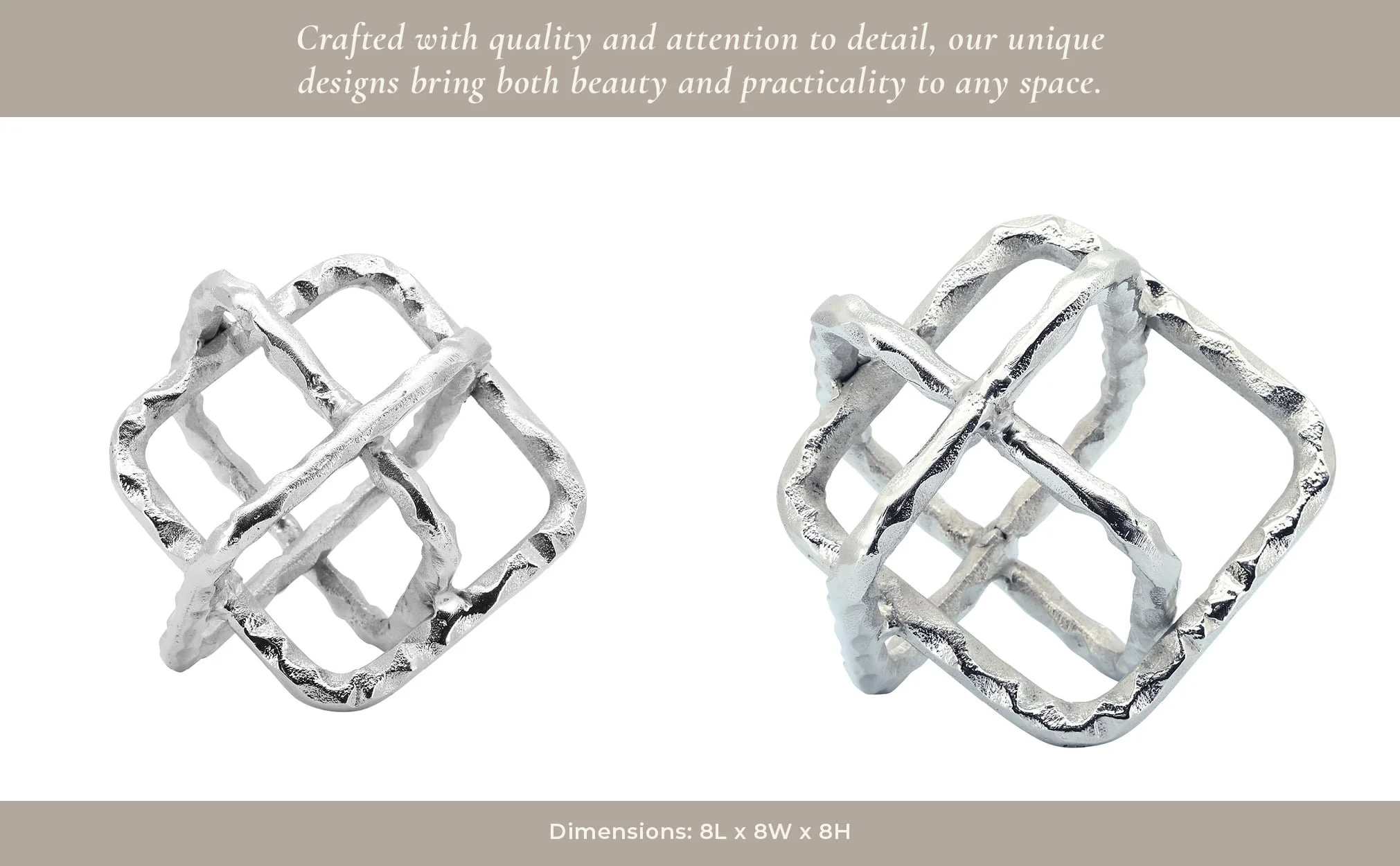 Metal 8" Square Orbs, Silver - Image 9
