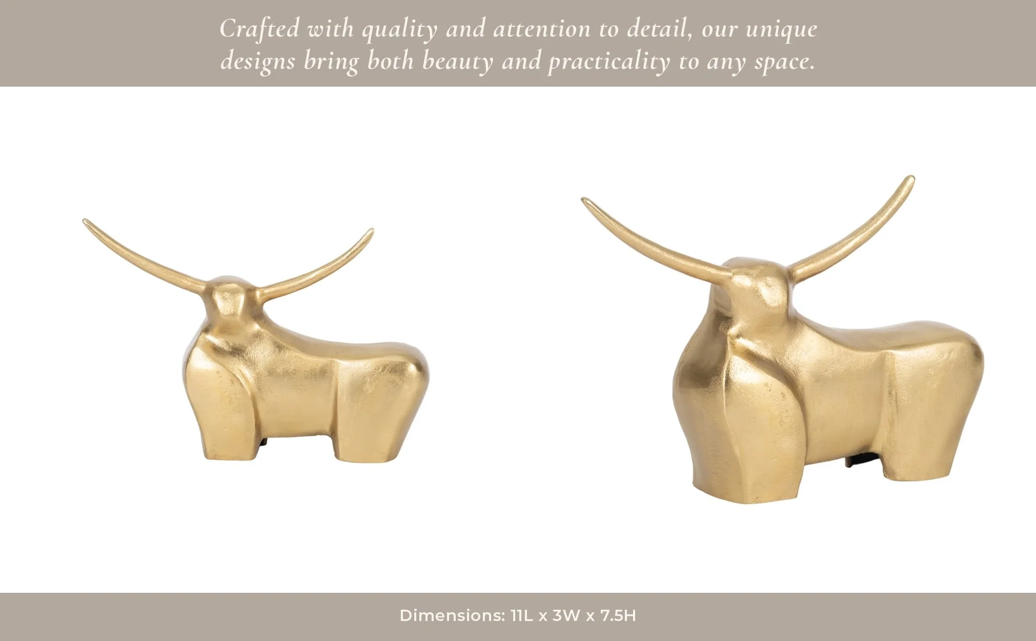 Metal, 8" Standing Bull, Gold - Image 12