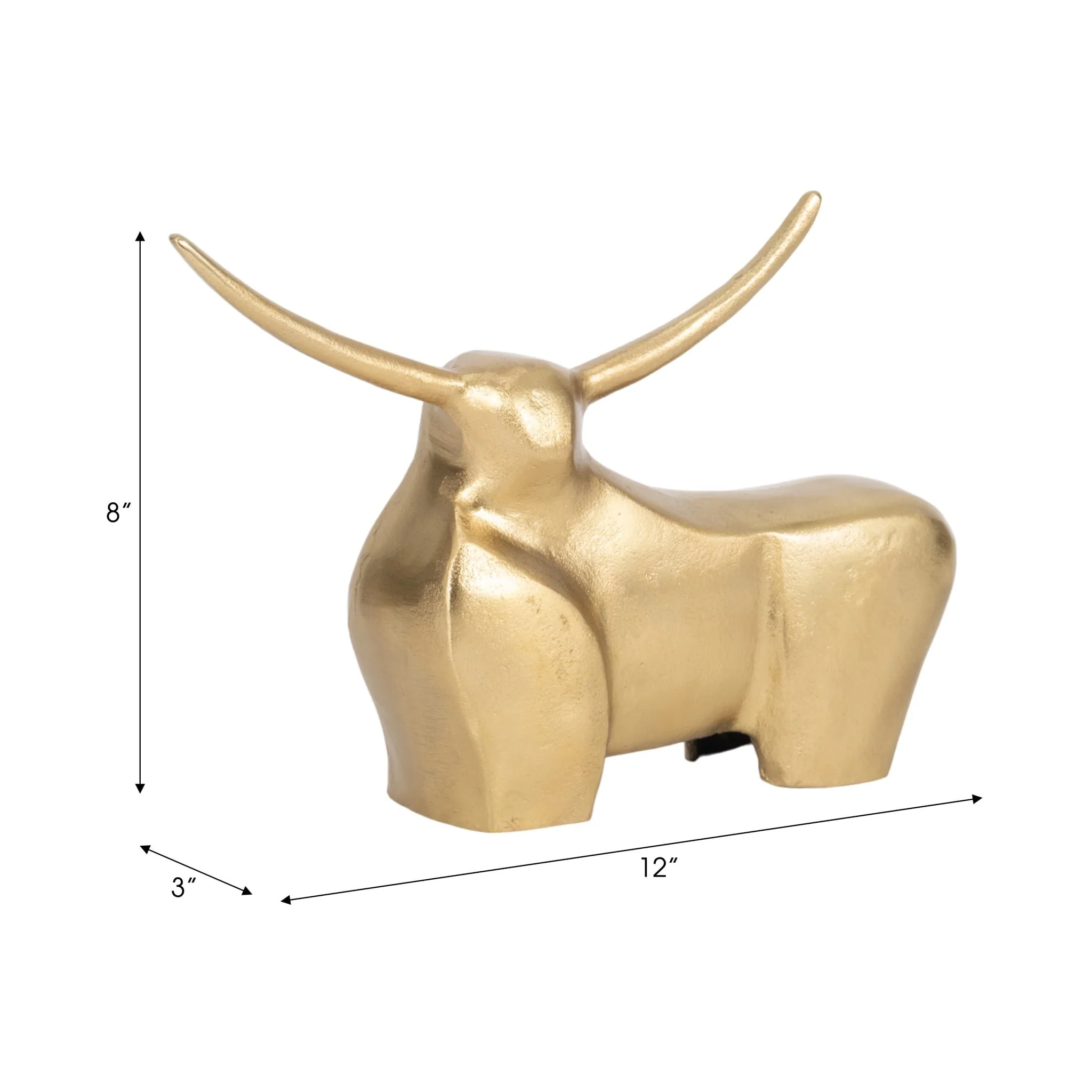 Metal, 8" Standing Bull, Gold - Image 8
