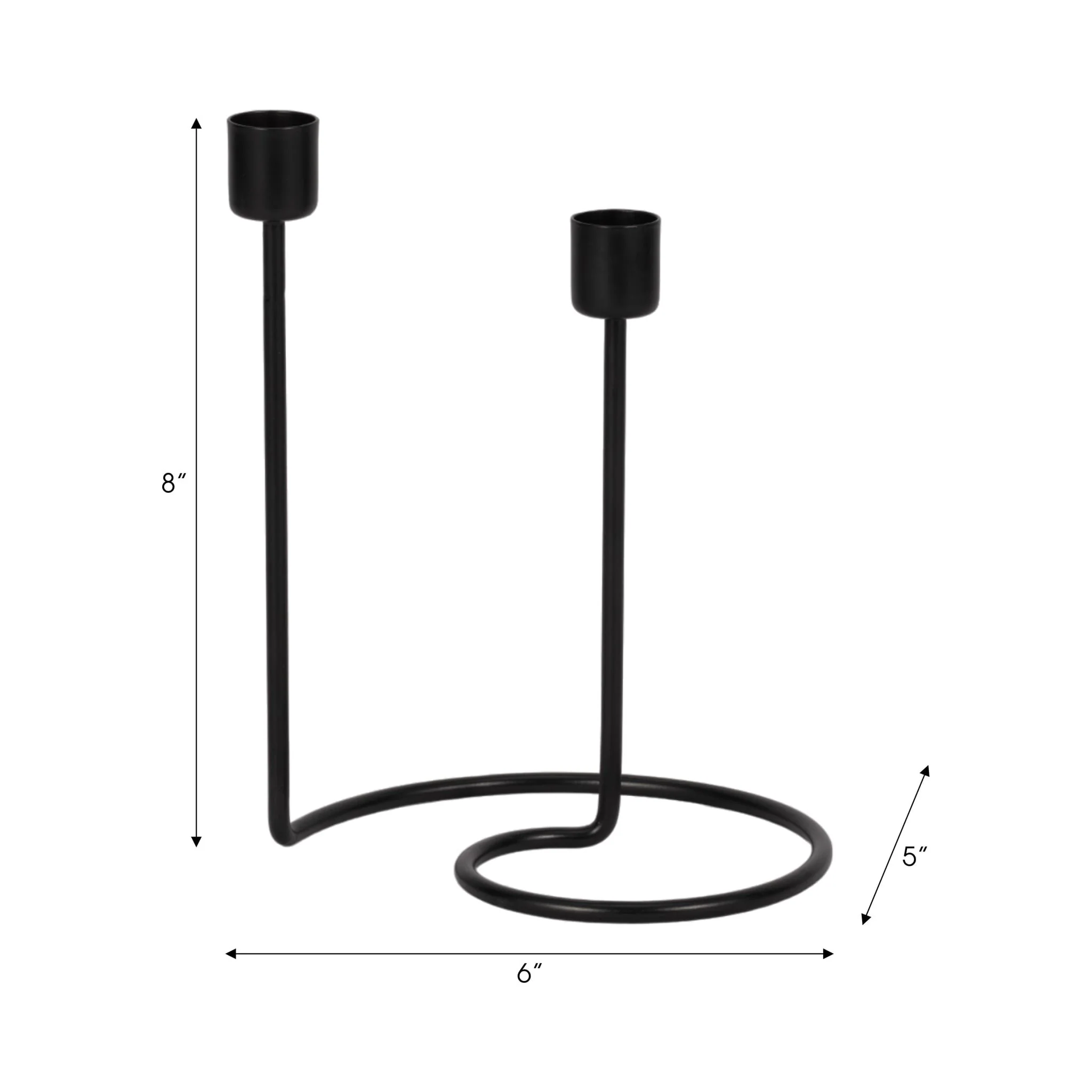 Metal, 8" Swirly 2-taper Candleholder, Black - Image 2
