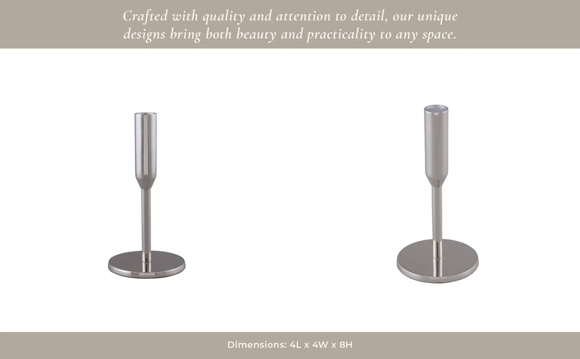 Metal, 8" Taper Candle Holder, Silver - Image 13