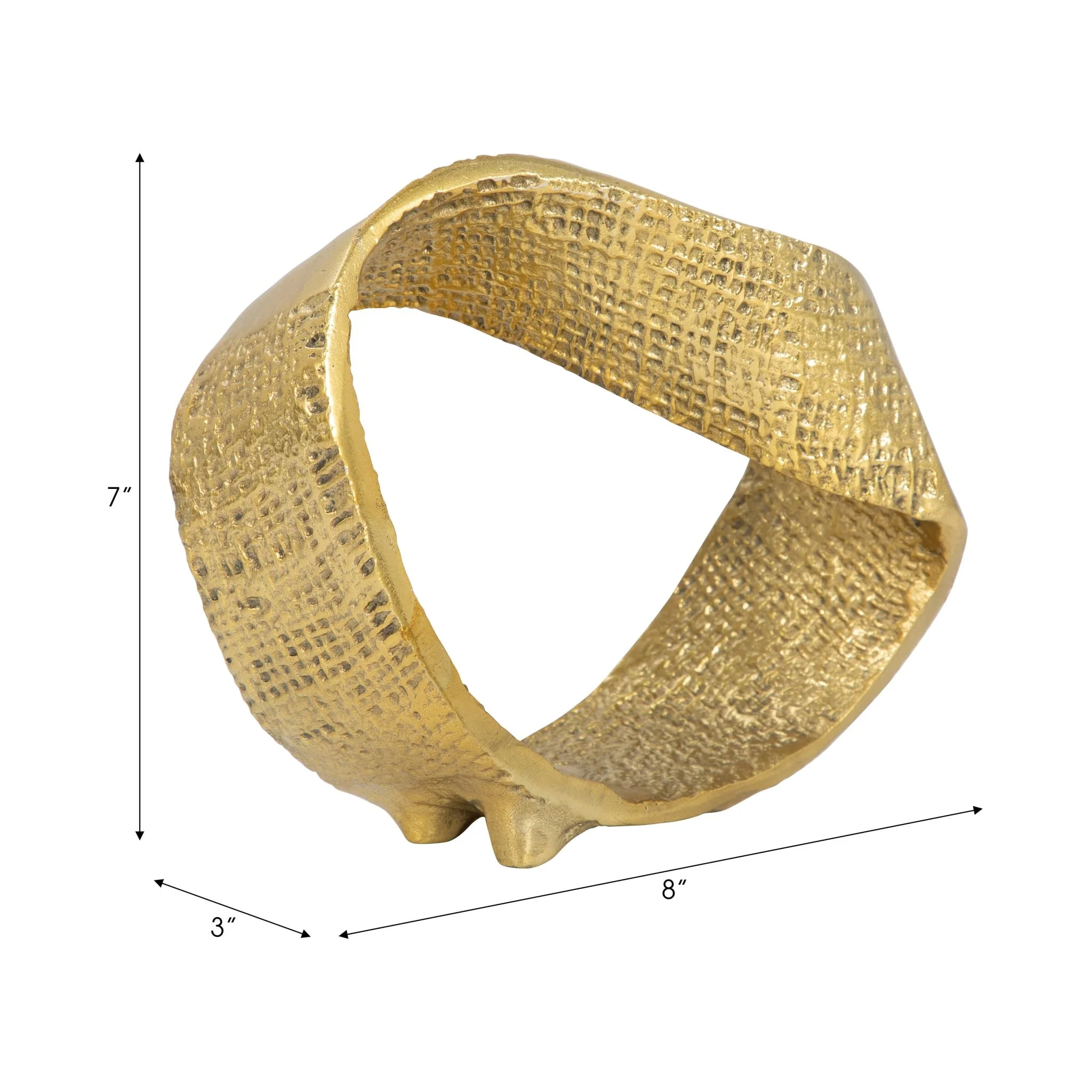 Metal, 8" Twisted Hammered Ring, Gold - Image 2