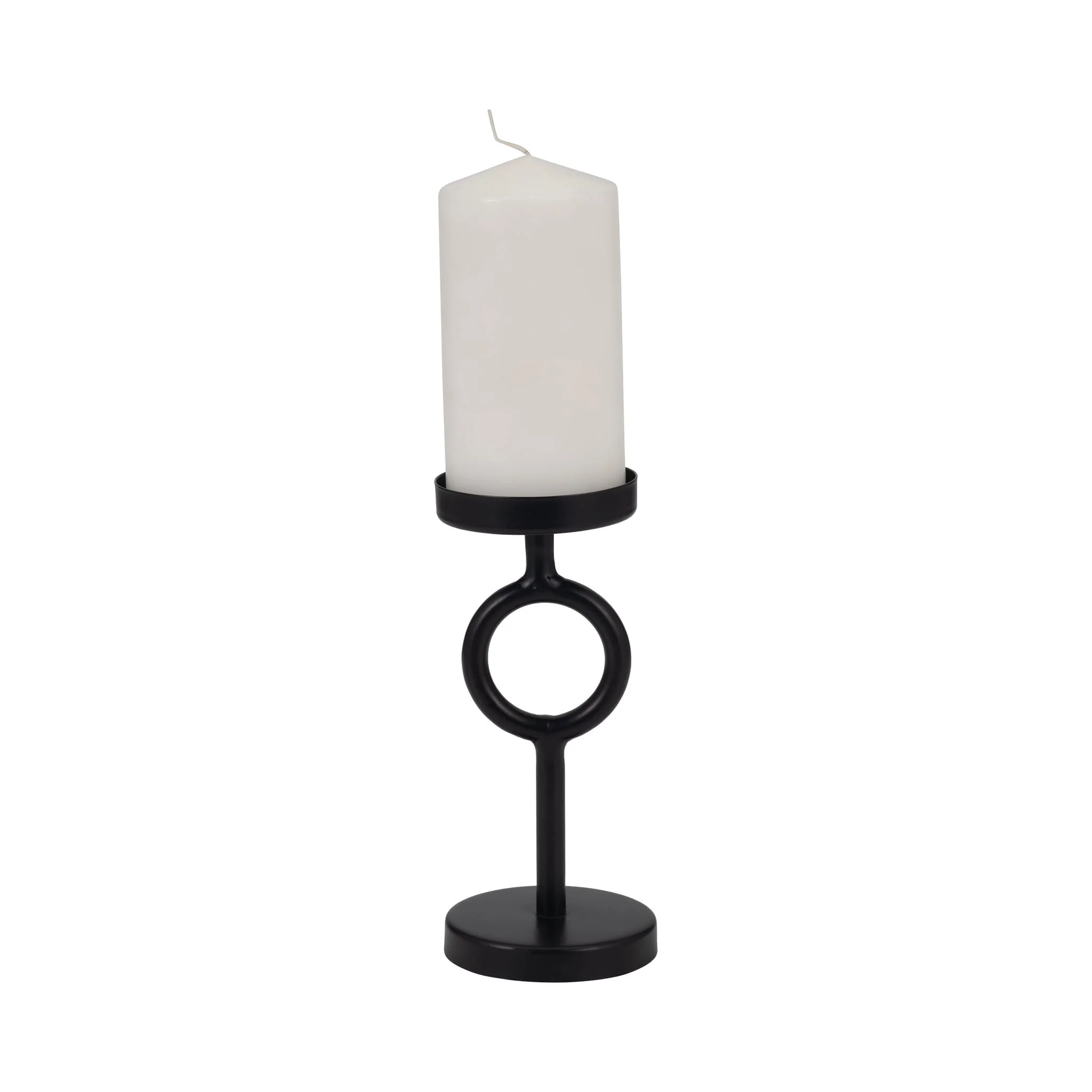 Metal, 8"h Ring Candle Holder, Black - Image 2