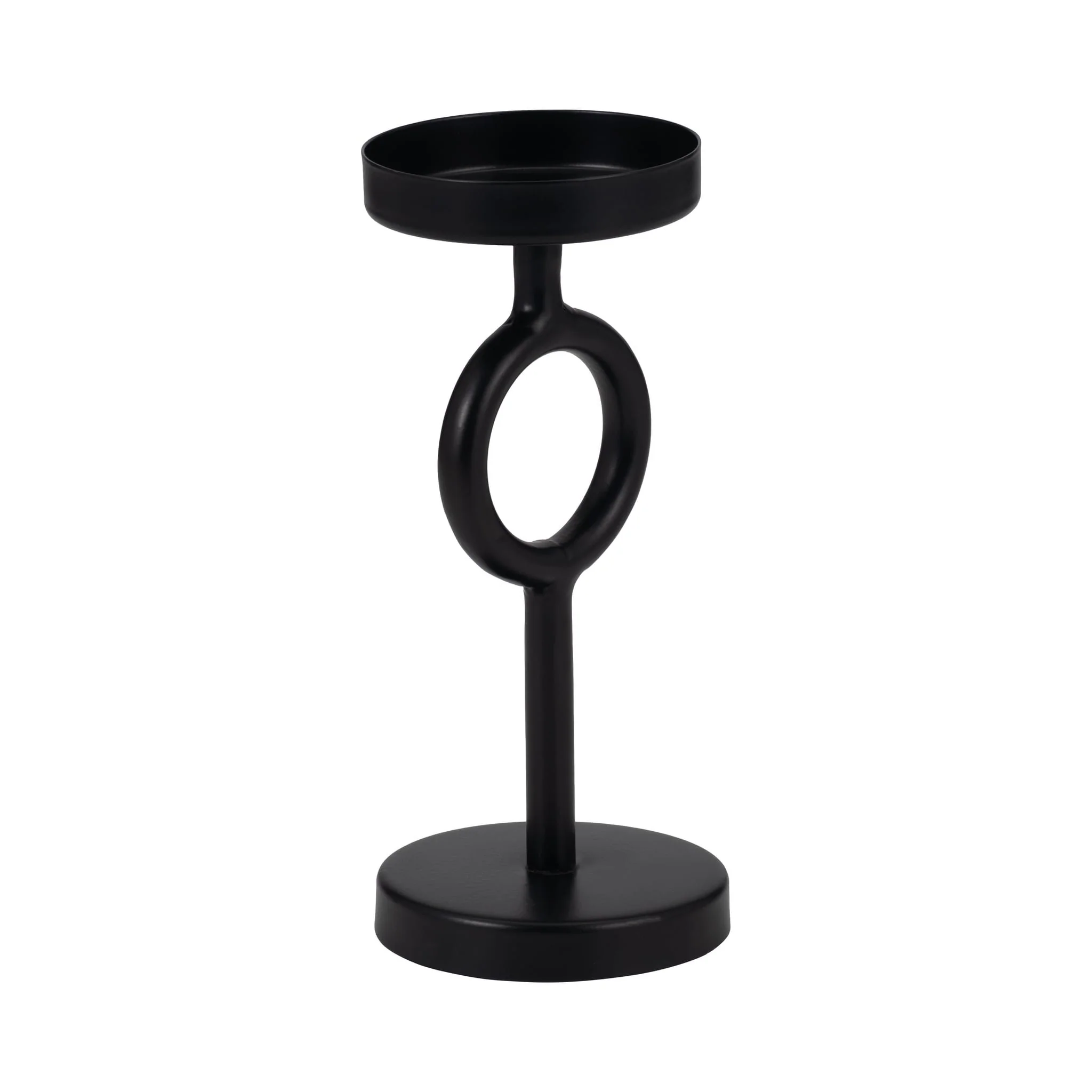 Metal, 8"h Ring Candle Holder, Black - Image 3