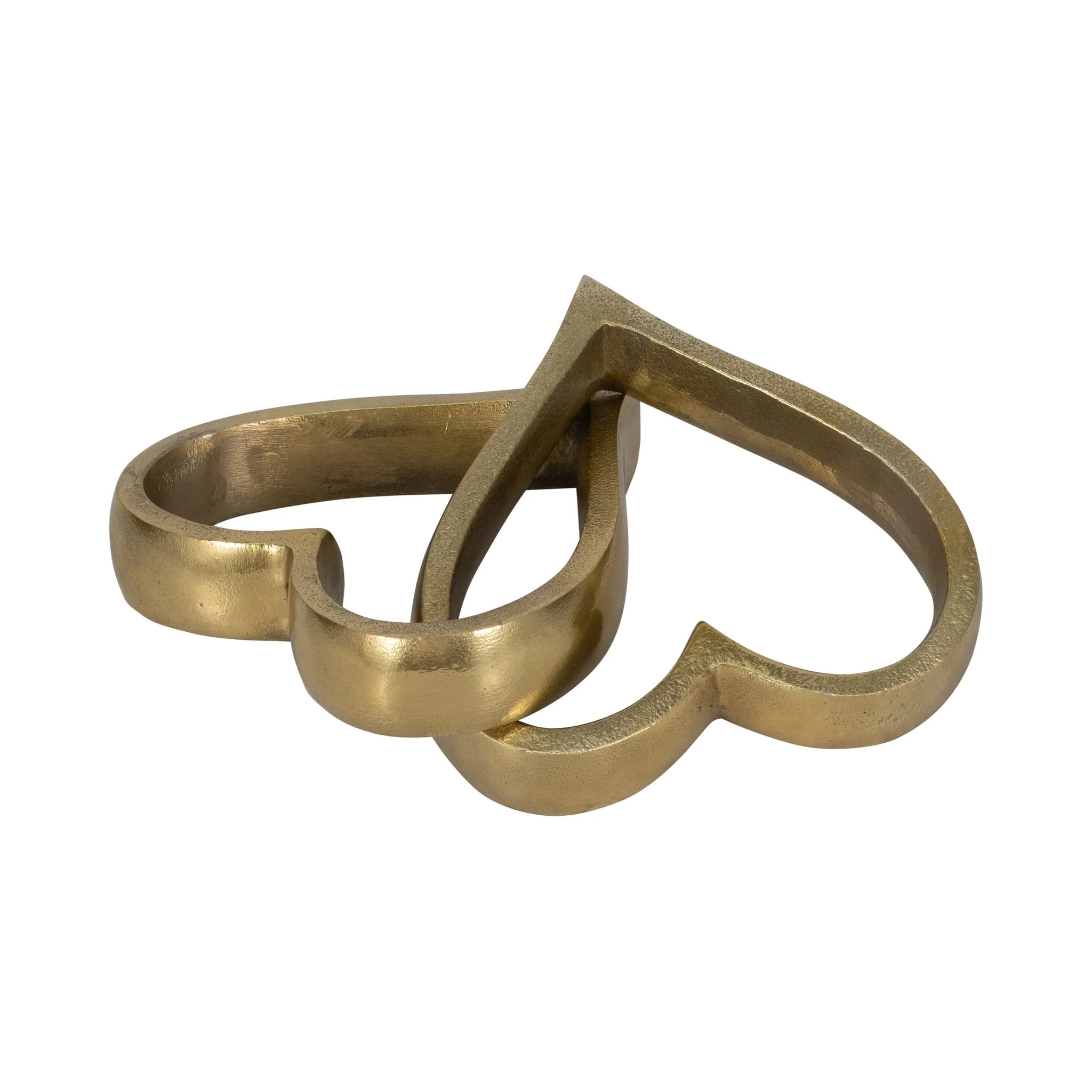 Metal, 9" 2 Hearts Linked Chain, Gold - Image 3