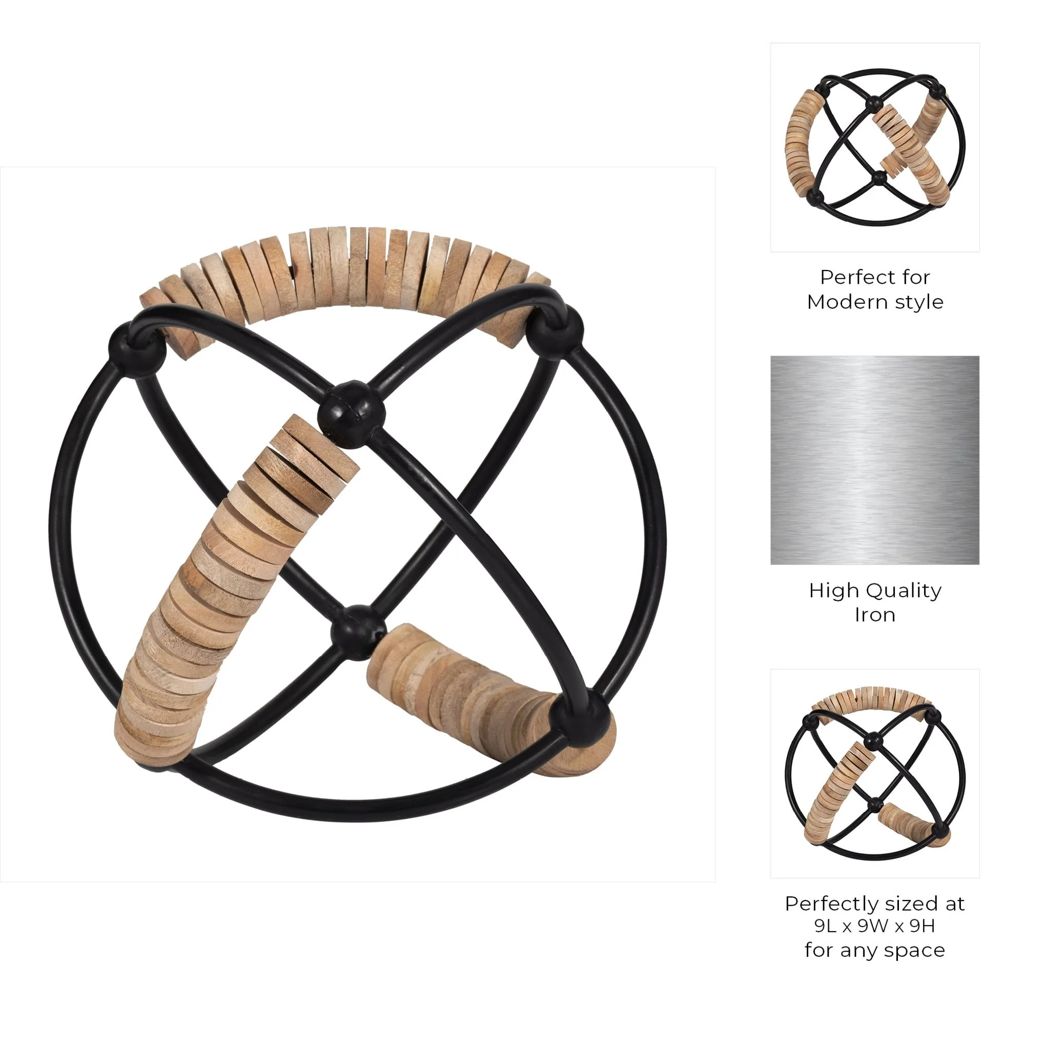 Metal, 9" Abacus Orb, Natural/black - Image 7