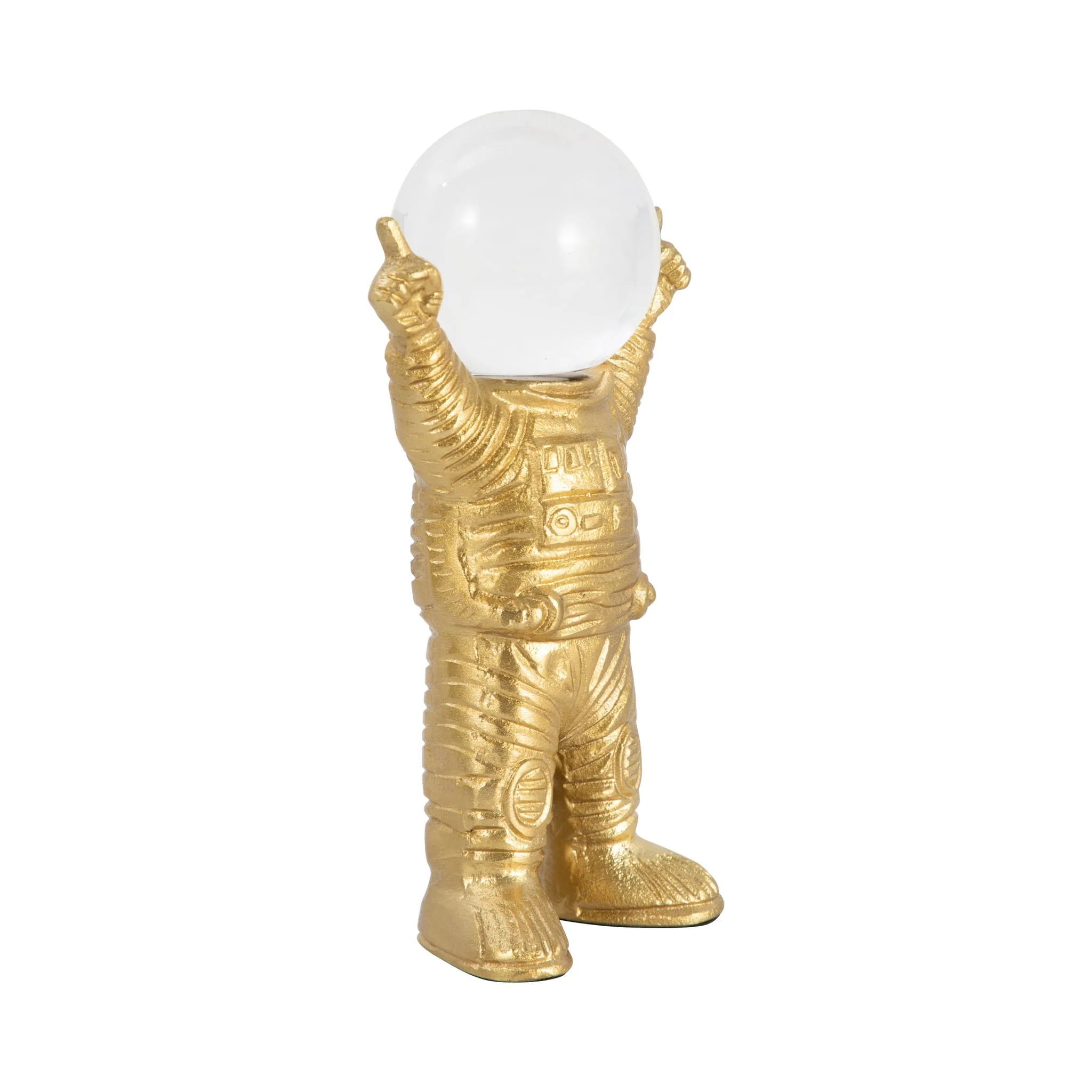 Metal, 9" Astronaut W Crystal Orb Head, Gold/clea - Image 2