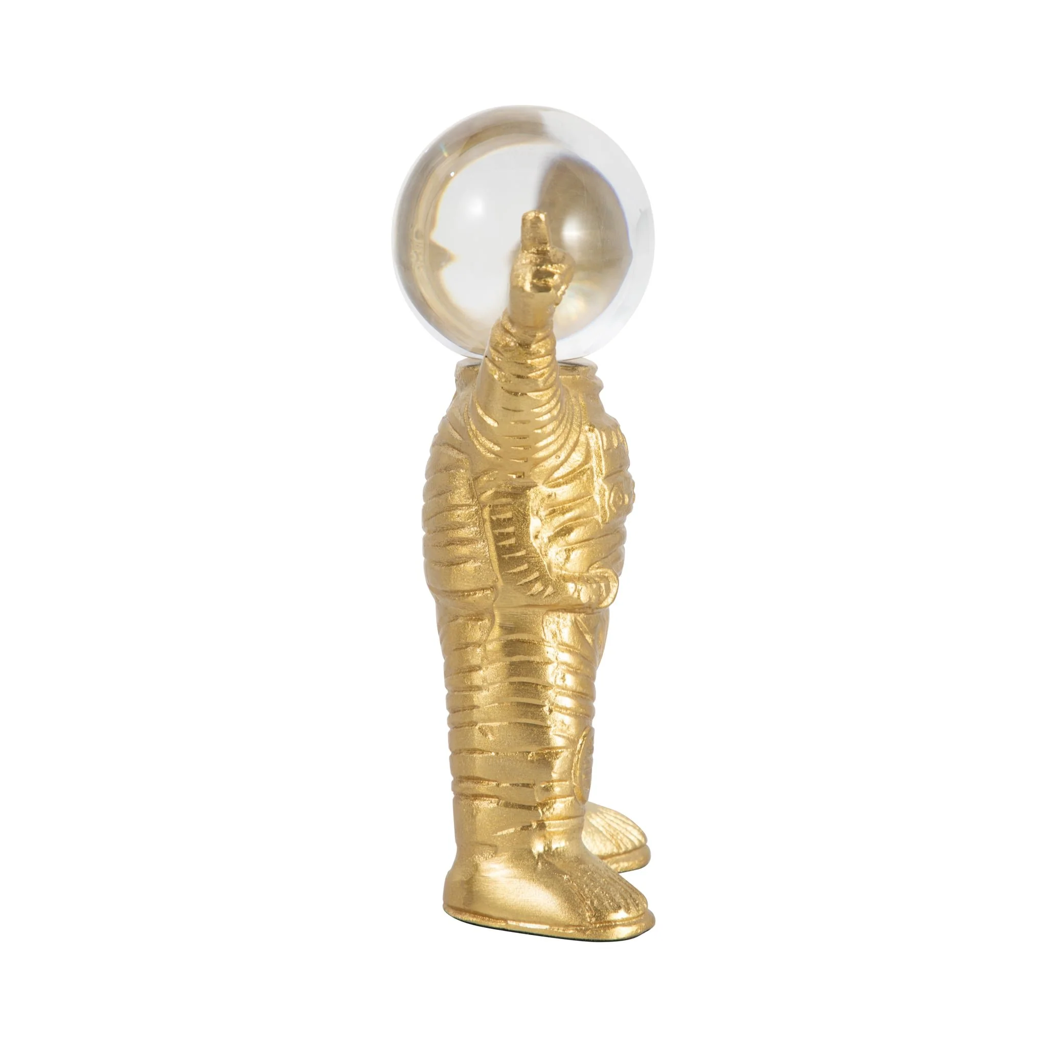 Metal, 9" Astronaut W Crystal Orb Head, Gold/clea - Image 3